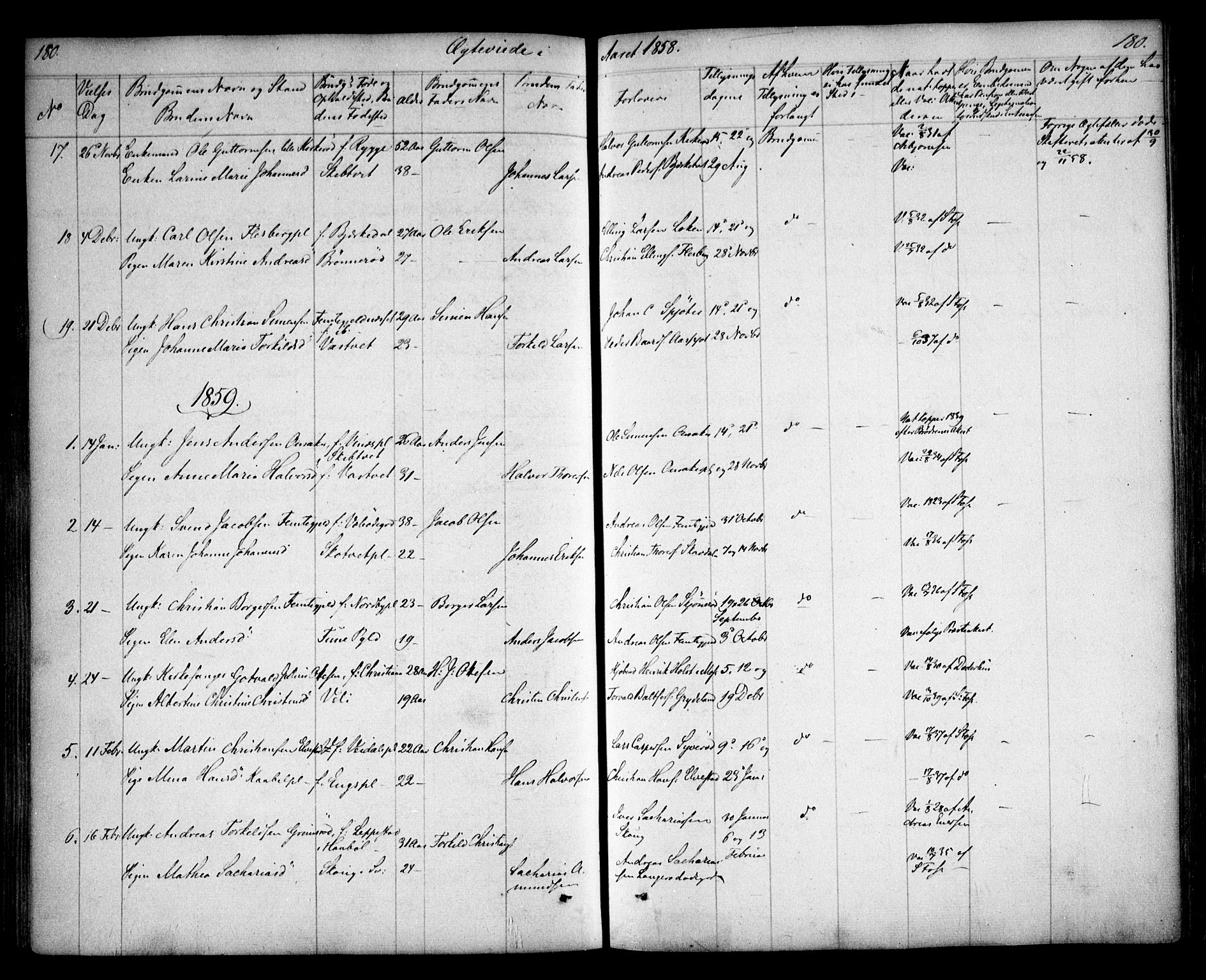 Våler prestekontor Kirkebøker, AV/SAO-A-11083/F/Fa/L0006: Parish register (official) no. I 6, 1840-1861, p. 180