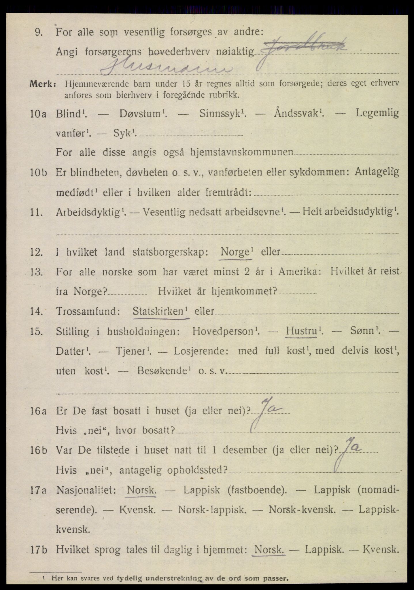 SAT, 1920 census for Nesna, 1920, p. 7938