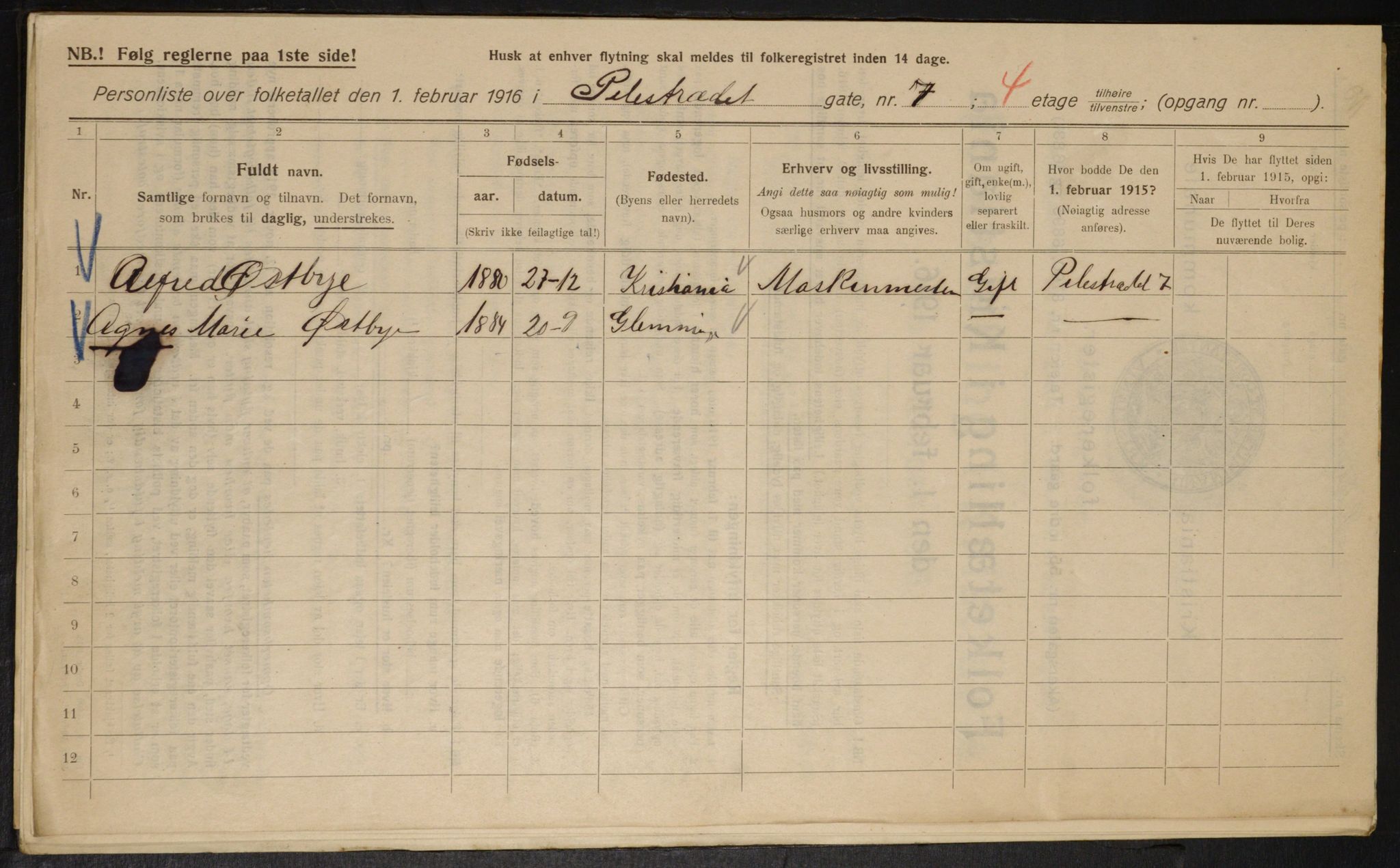 OBA, Municipal Census 1916 for Kristiania, 1916, p. 80758