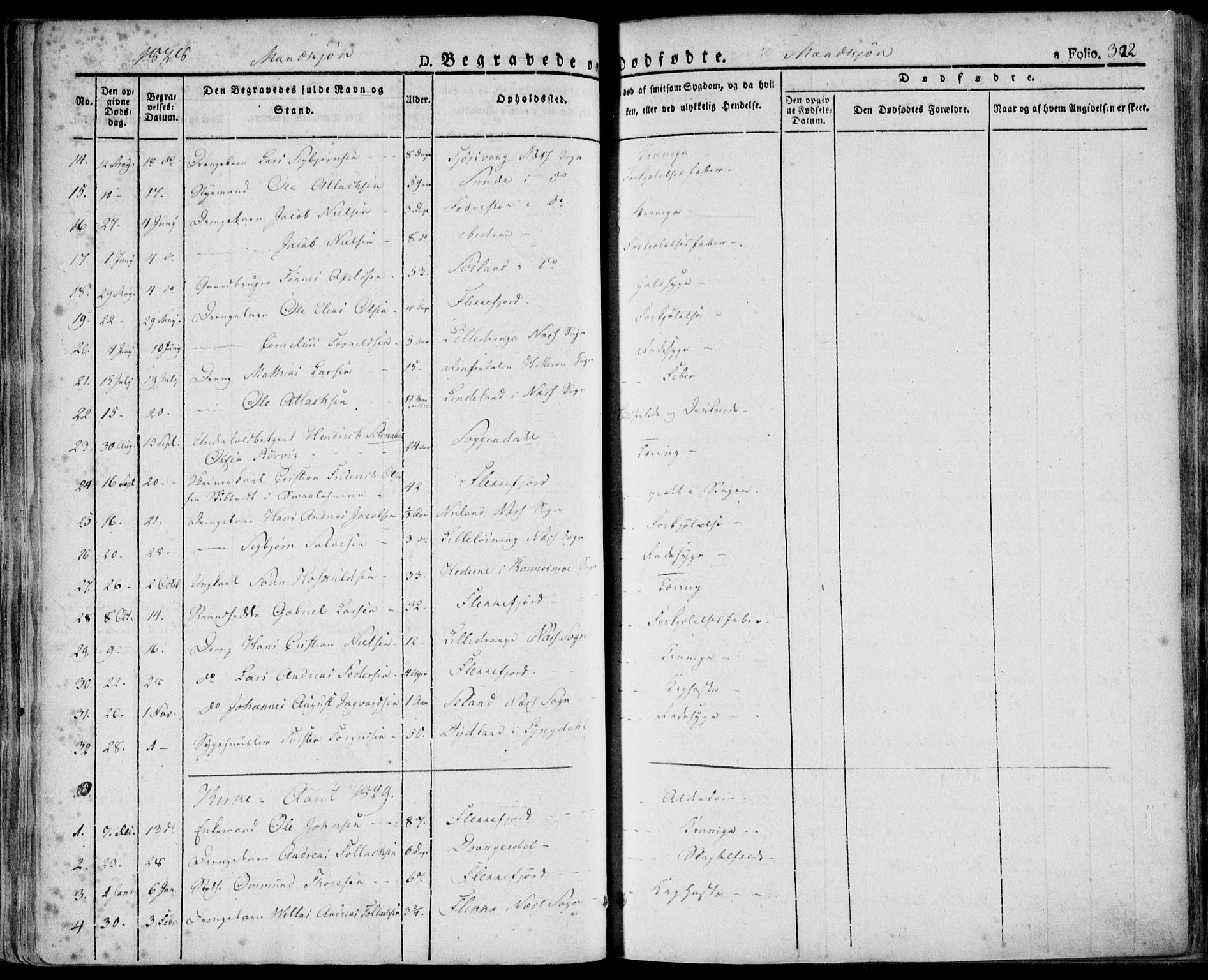 Flekkefjord sokneprestkontor, SAK/1111-0012/F/Fa/Fac/L0003: Parish register (official) no. A 3, 1826-1841, p. 322
