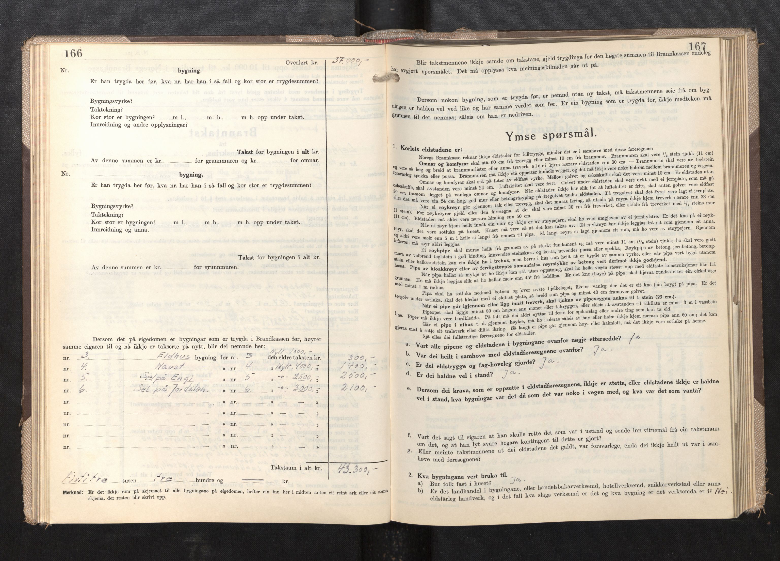 Lensmannen i Leikanger, AV/SAB-A-29201/0012/L0009: Branntakstprotokoll, skjematakst, 1946-1952, p. 166-167