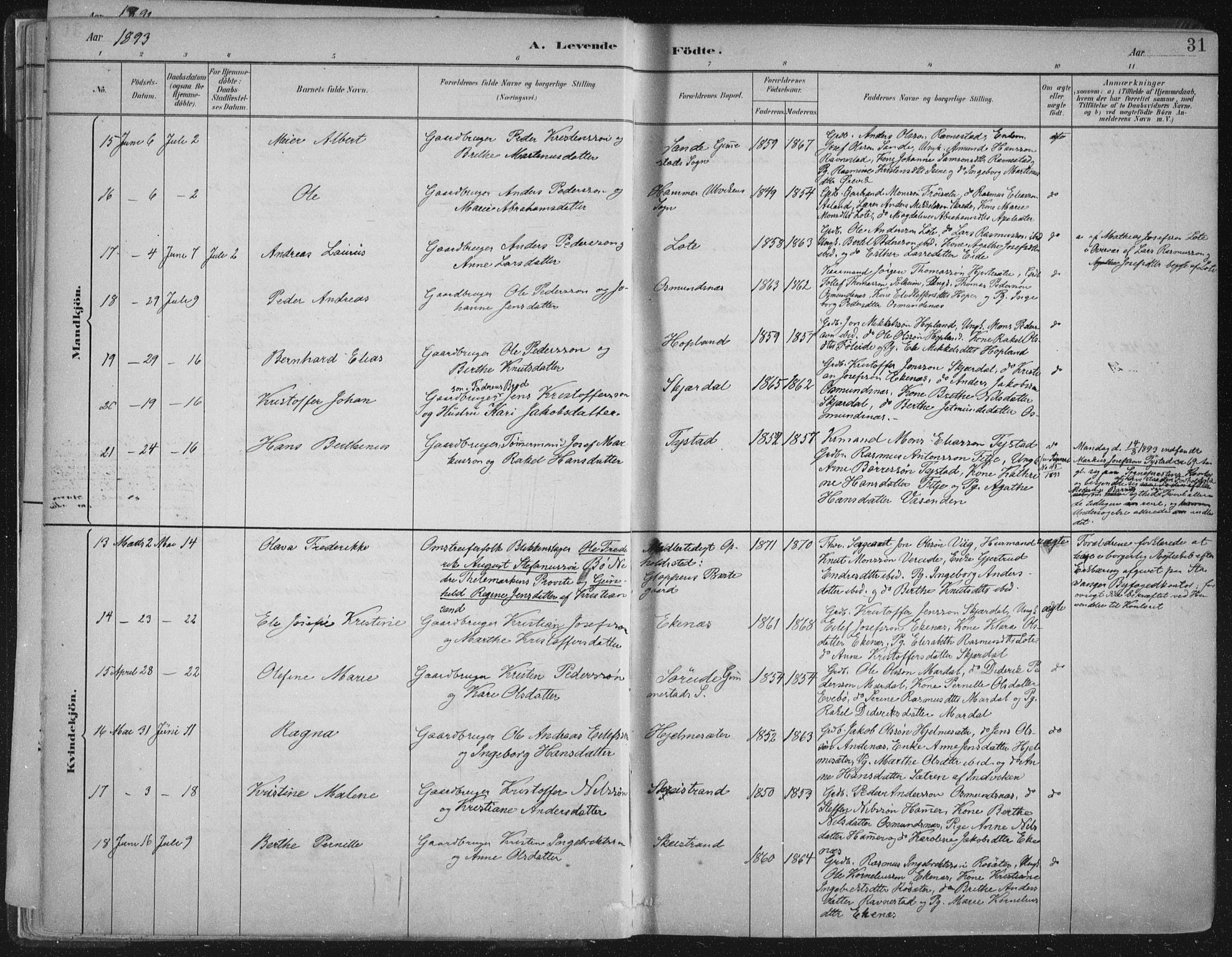 Gloppen sokneprestembete, AV/SAB-A-80101/H/Haa/Haab/L0001: Parish register (official) no. B  1, 1885-1905, p. 31