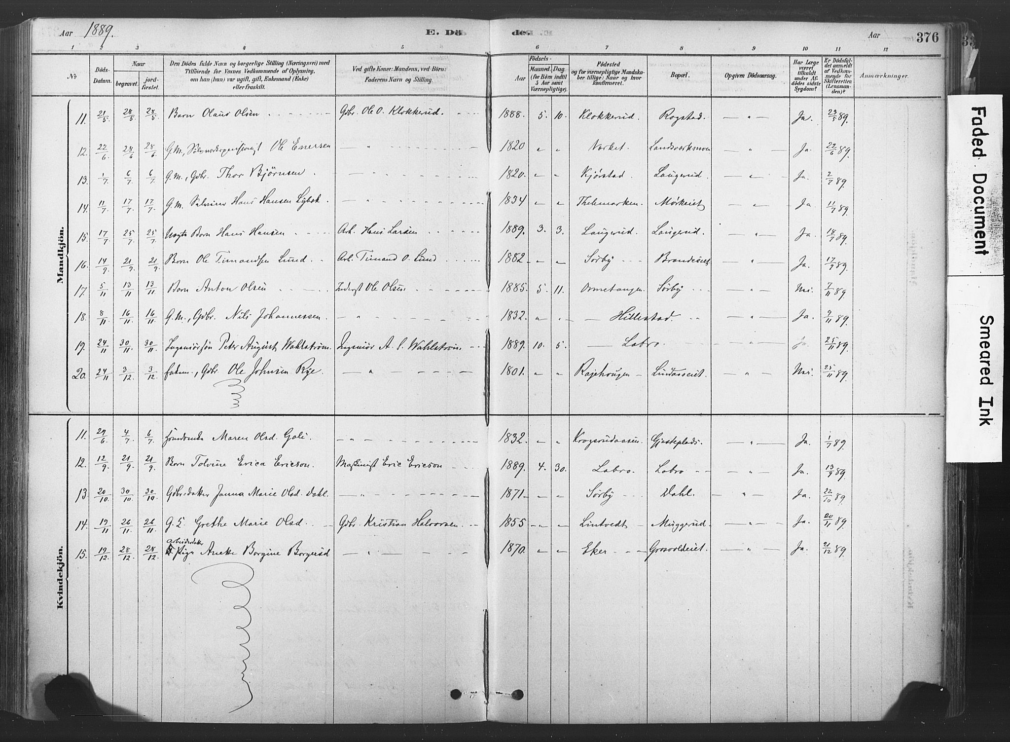 Sandsvær kirkebøker, SAKO/A-244/F/Fd/L0001: Parish register (official) no. IV 1, 1878-1906, p. 376