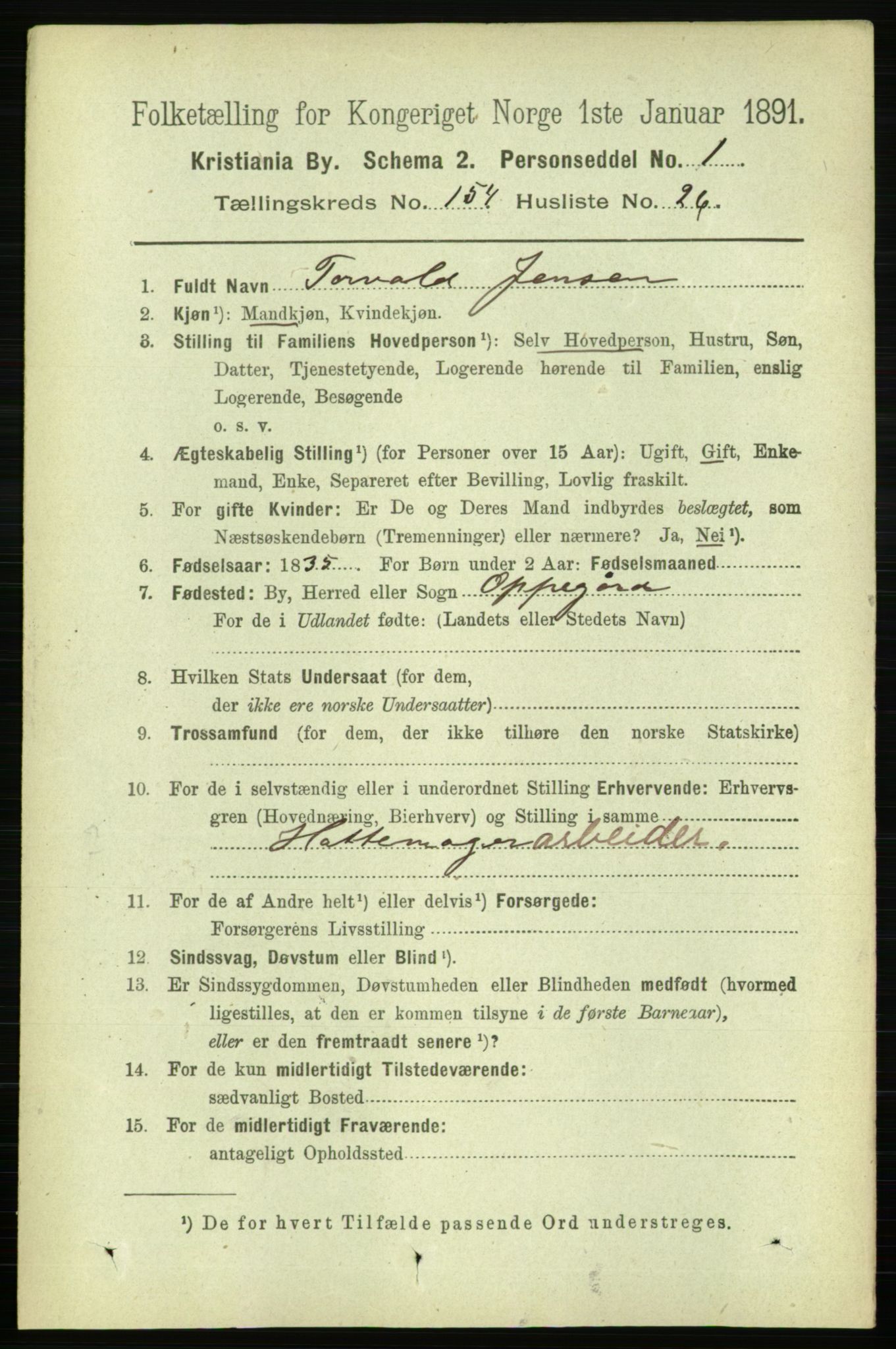 RA, 1891 census for 0301 Kristiania, 1891, p. 88053