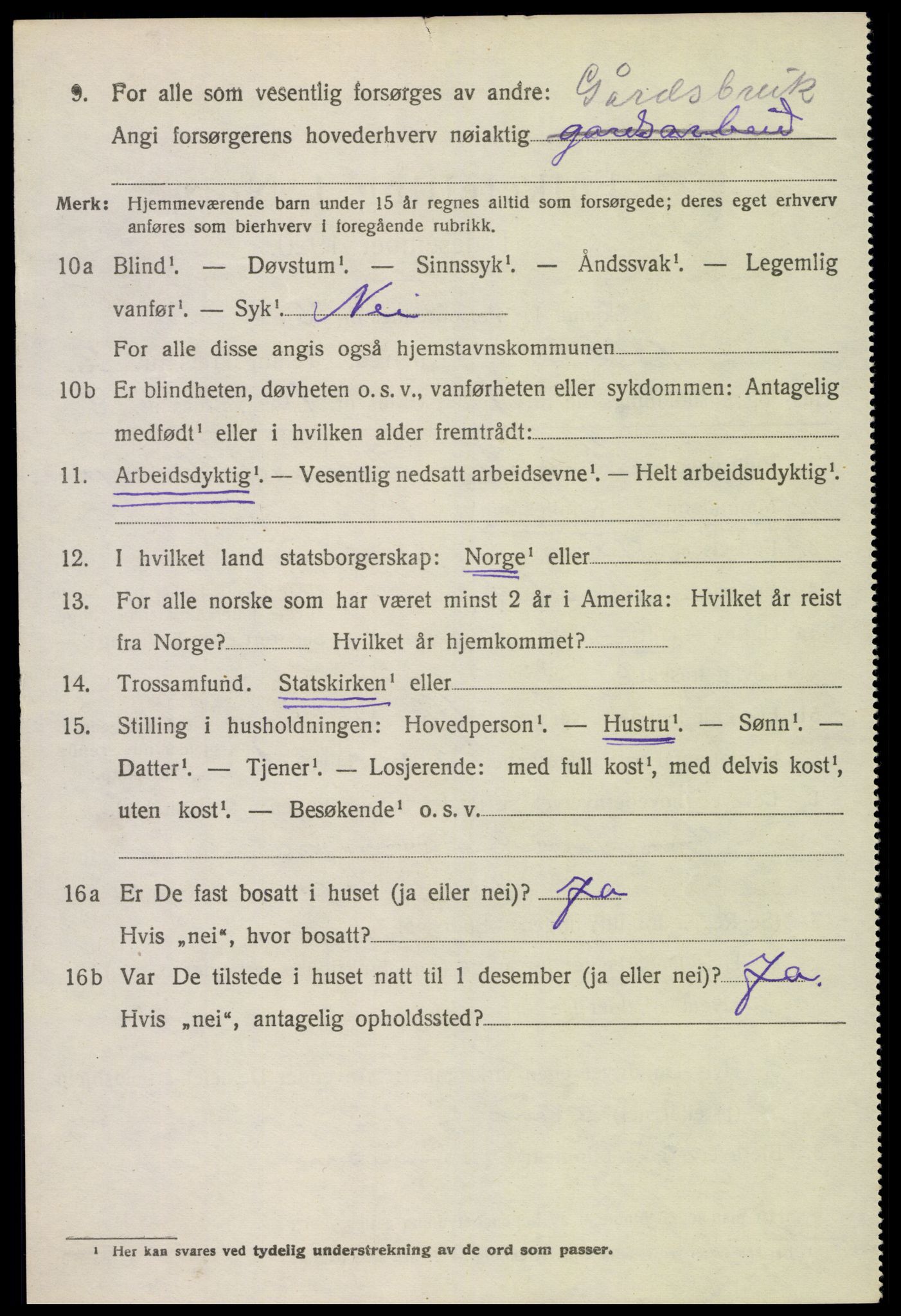 SAK, 1920 census for Bykle, 1920, p. 600