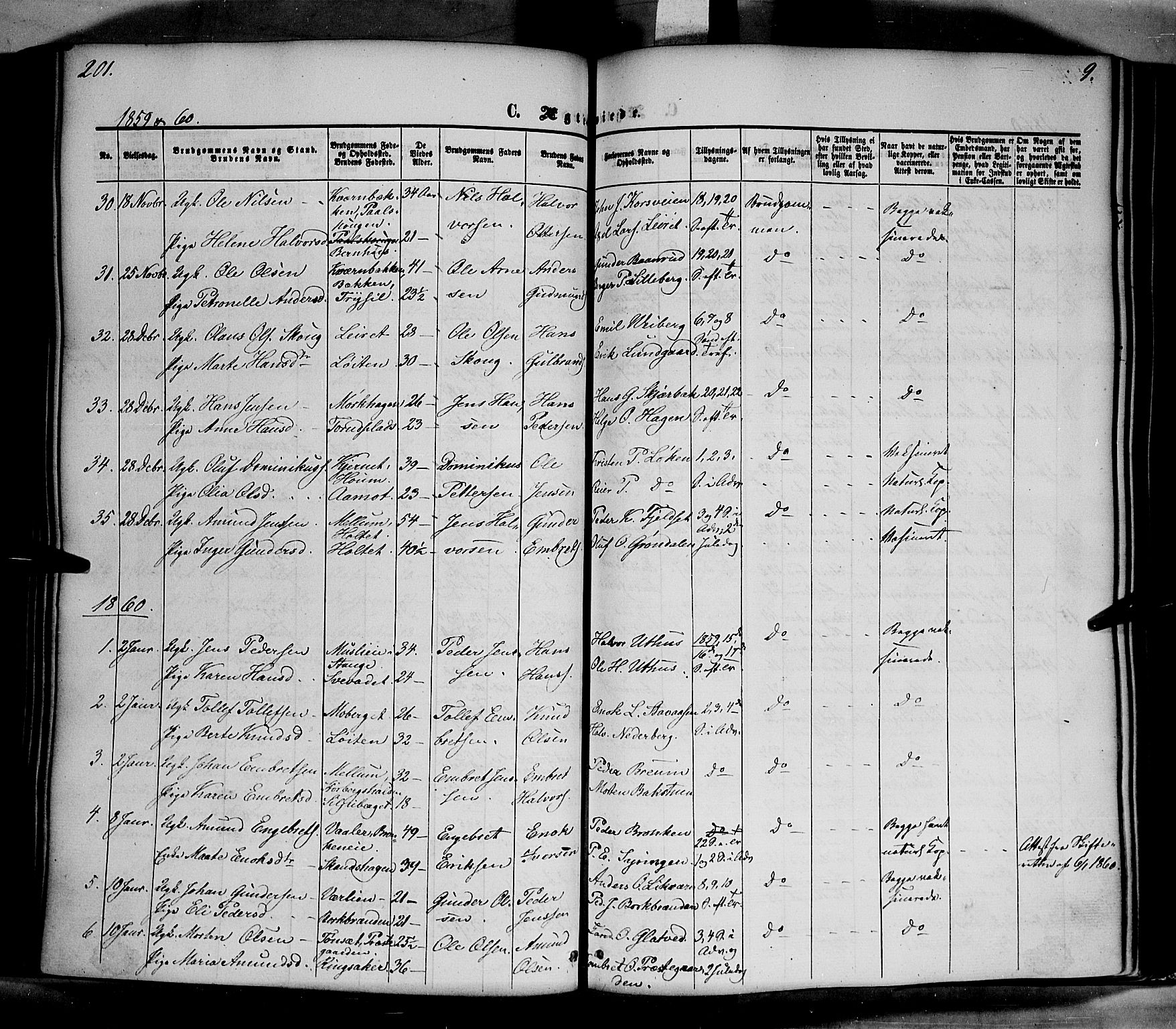 Elverum prestekontor, SAH/PREST-044/H/Ha/Haa/L0010: Parish register (official) no. 10, 1857-1868, p. 201