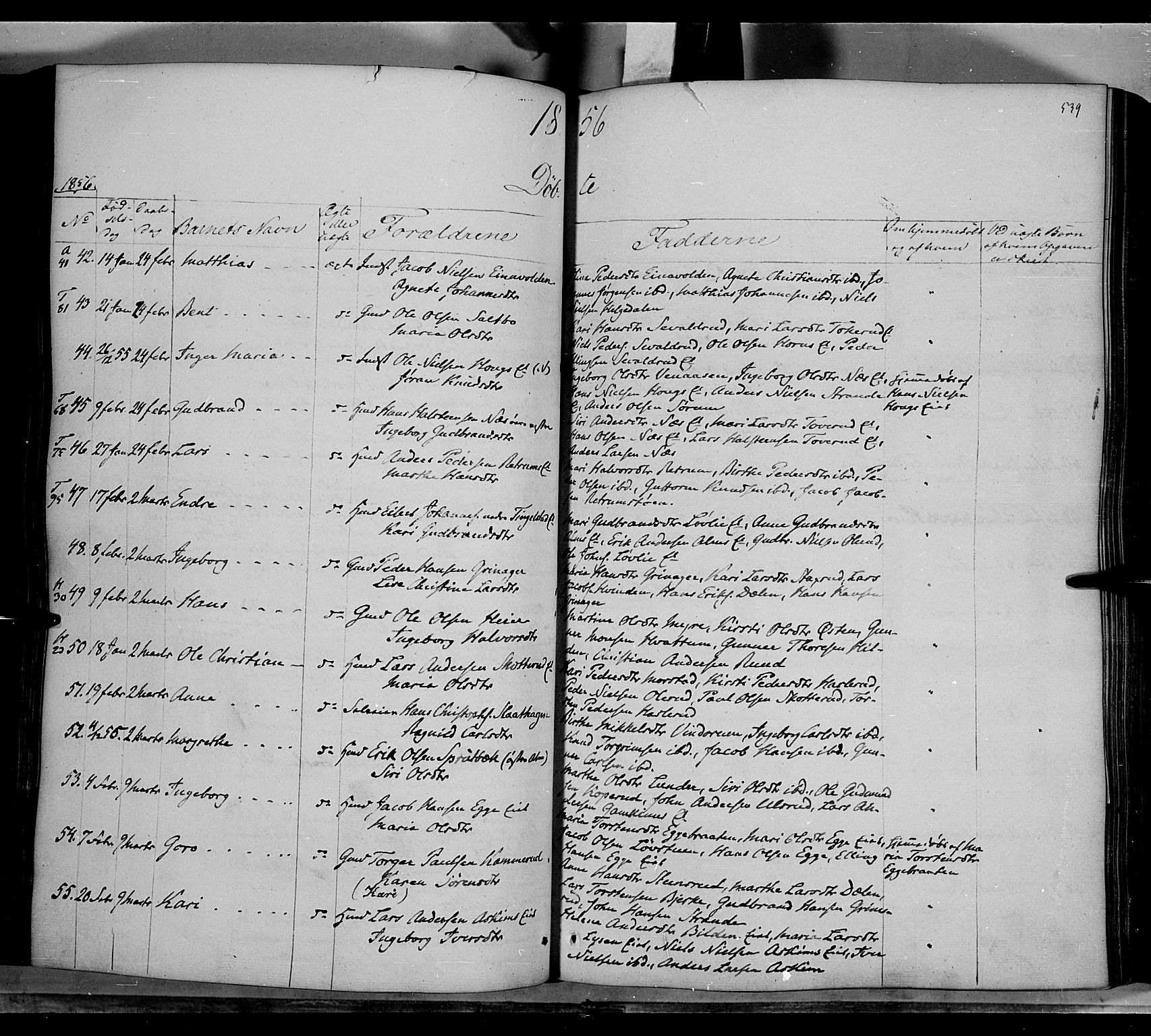 Gran prestekontor, AV/SAH-PREST-112/H/Ha/Haa/L0011: Parish register (official) no. 11, 1842-1856, p. 538-539