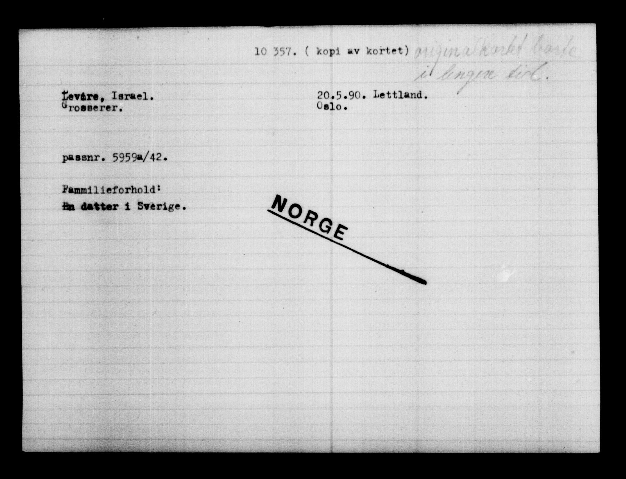 Den Kgl. Norske Legasjons Flyktningskontor, RA/S-6753/V/Va/L0006: Kjesäterkartoteket.  Flyktningenr. 9400-12711, 1940-1945, p. 1097