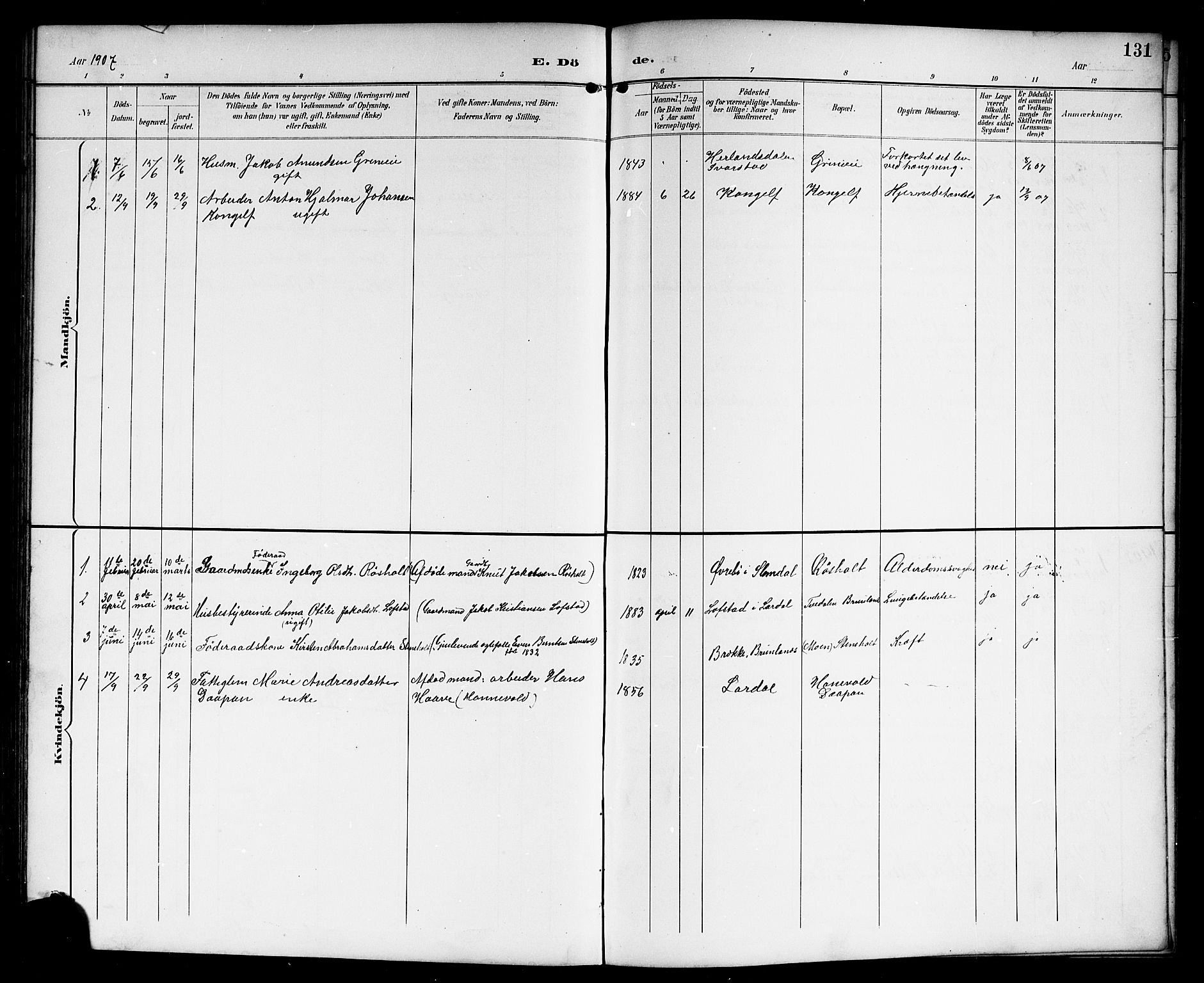 Lardal kirkebøker, AV/SAKO-A-350/G/Gc/L0002: Parish register (copy) no. III 2, 1894-1918, p. 131