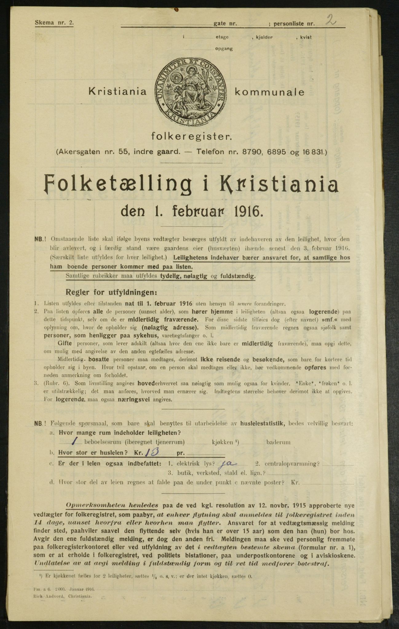 OBA, Municipal Census 1916 for Kristiania, 1916, p. 975