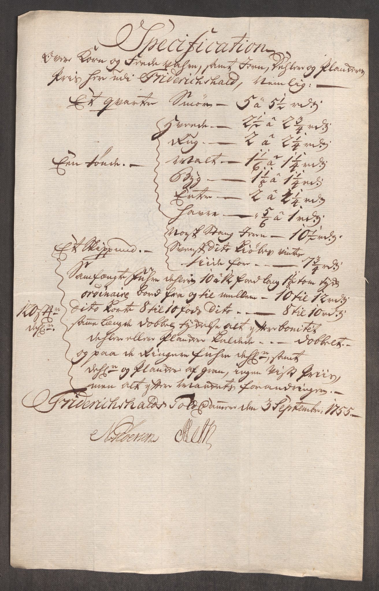 Rentekammeret inntil 1814, Realistisk ordnet avdeling, AV/RA-EA-4070/Oe/L0005: [Ø1]: Priskuranter, 1753-1757, p. 348