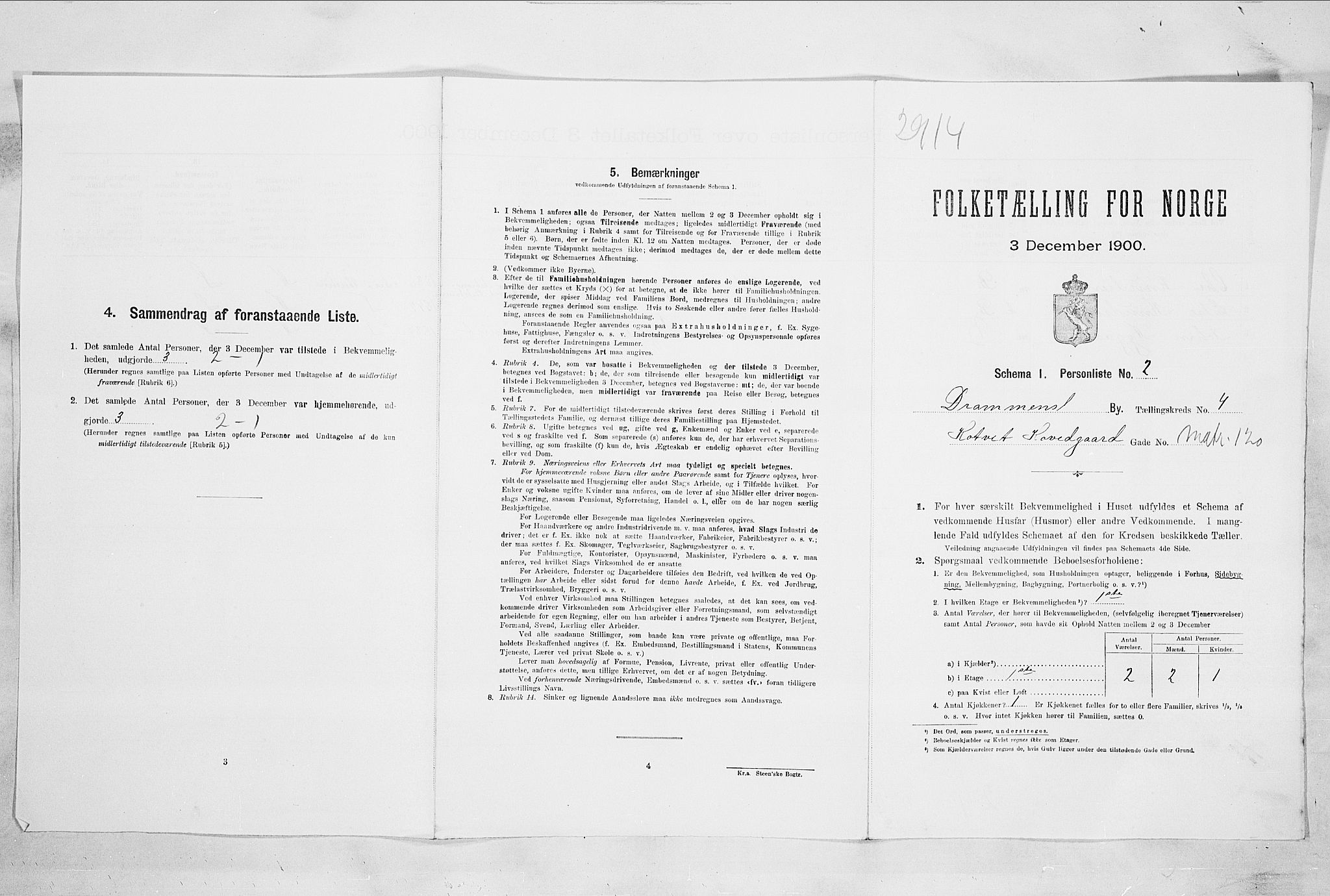 RA, 1900 census for Drammen, 1900, p. 958