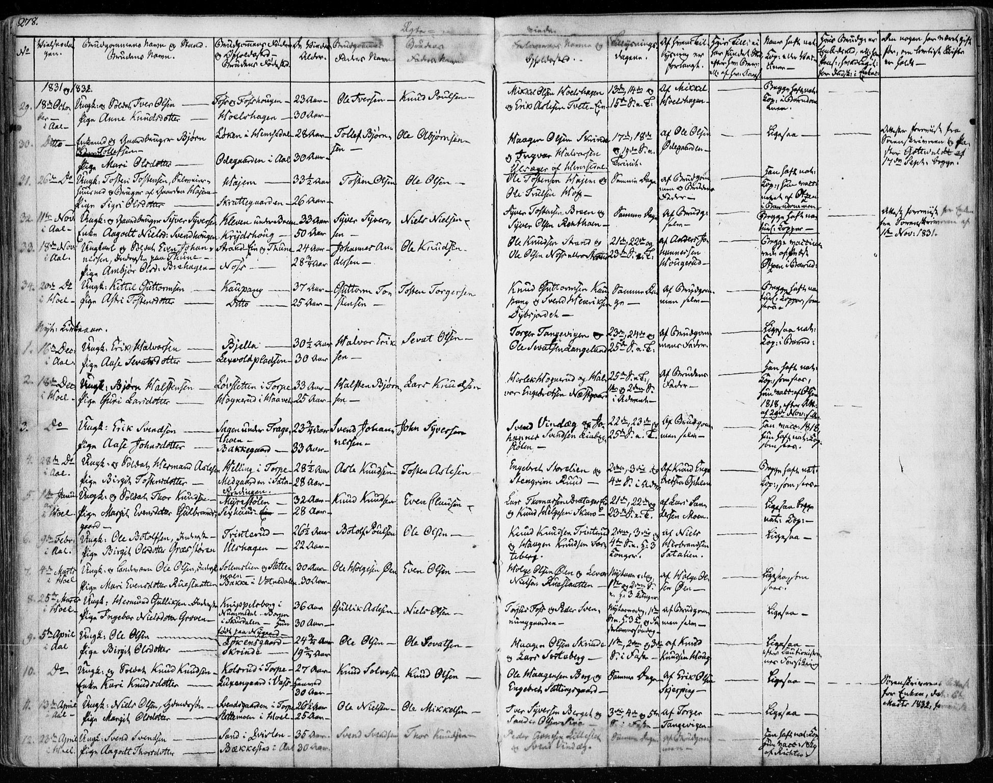 Ål kirkebøker, SAKO/A-249/F/Fa/L0005: Parish register (official) no. I 5, 1825-1848, p. 278