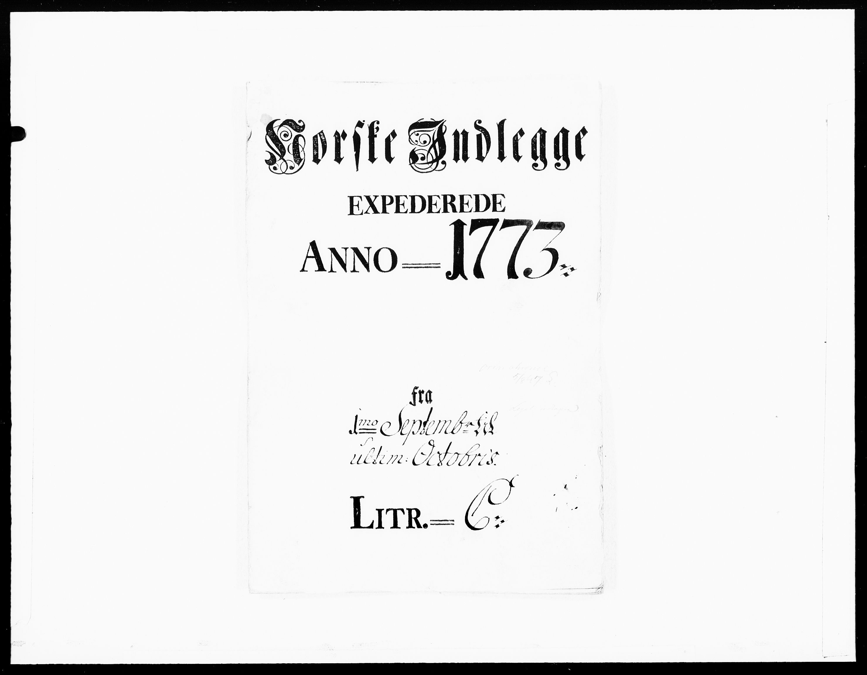 Danske Kanselli 1572-1799, RA/EA-3023/F/Fc/Fcc/Fcca/L0210: Norske innlegg 1572-1799, 1773, p. 1