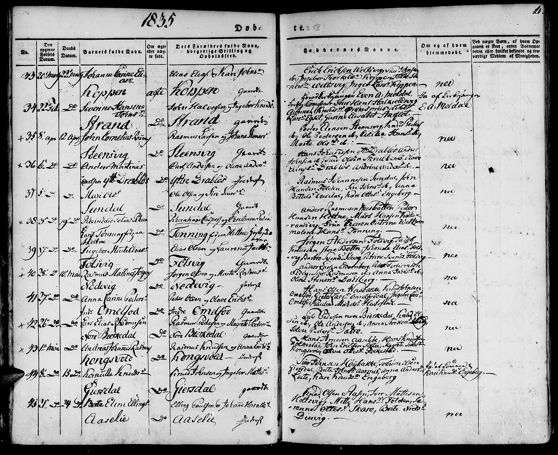 Ministerialprotokoller, klokkerbøker og fødselsregistre - Møre og Romsdal, AV/SAT-A-1454/511/L0139: Parish register (official) no. 511A06, 1831-1850, p. 20