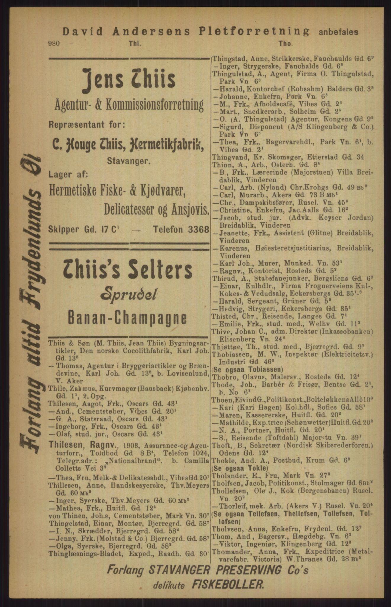 Kristiania/Oslo adressebok, PUBL/-, 1911, p. 980