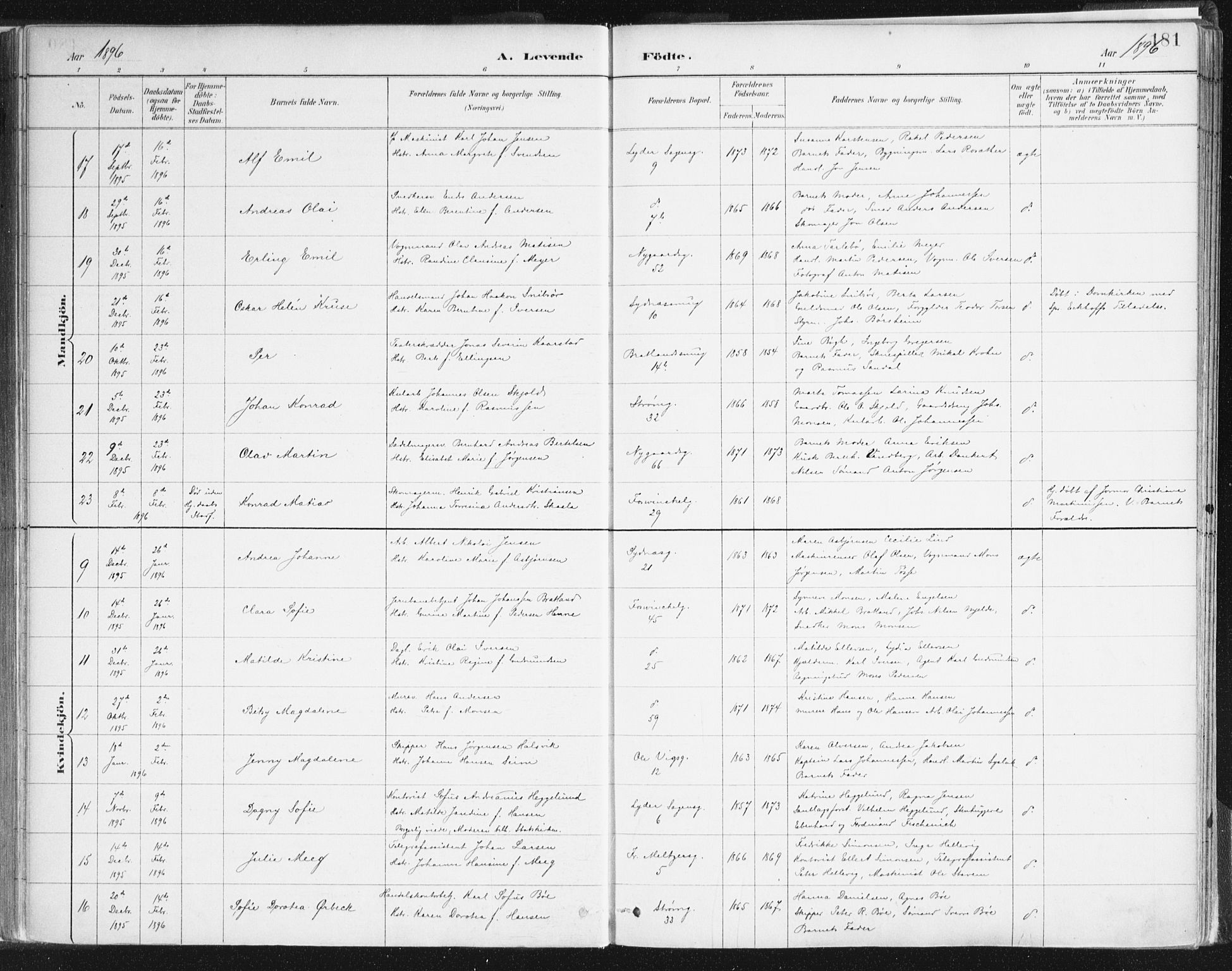 Johanneskirken sokneprestembete, AV/SAB-A-76001/H/Haa/L0001: Parish register (official) no. A 1, 1885-1900, p. 181