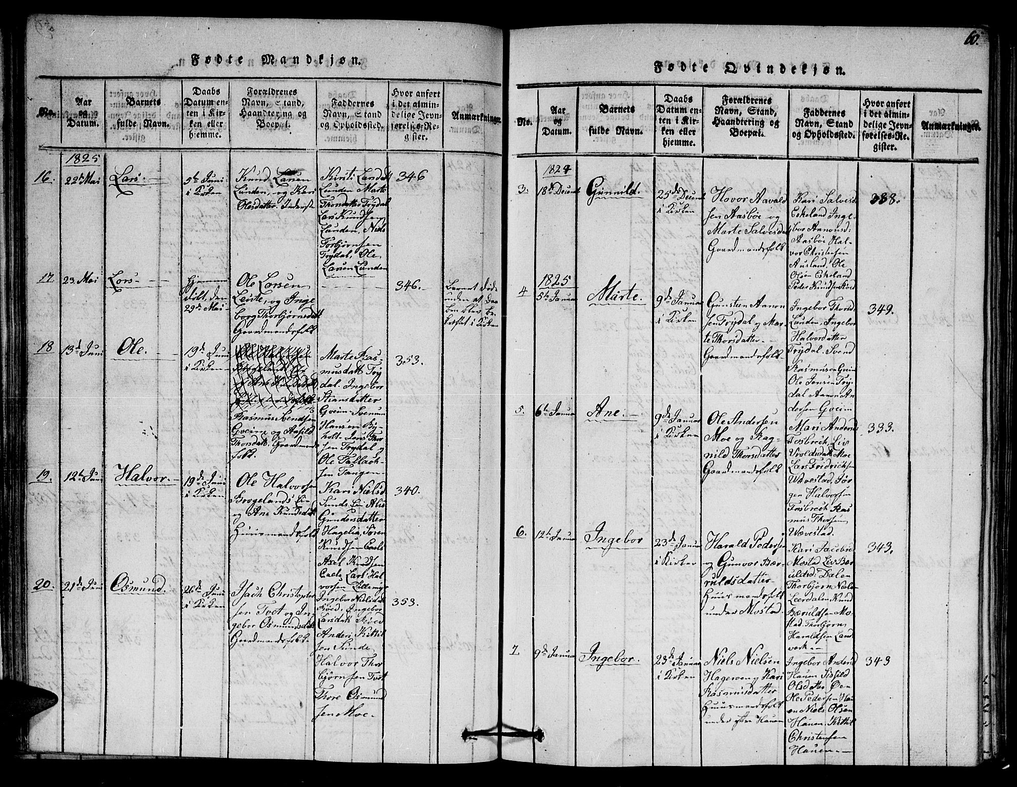 Gjerstad sokneprestkontor, AV/SAK-1111-0014/F/Fa/Faa/L0004: Parish register (official) no. A 4, 1816-1829, p. 60