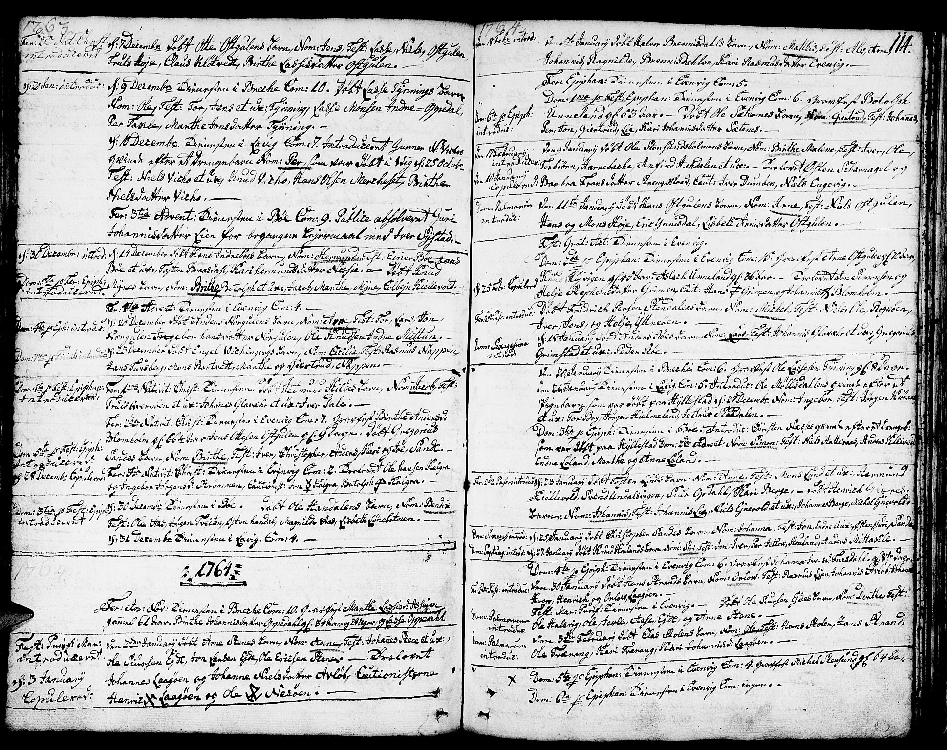 Gulen sokneprestembete, SAB/A-80201/H/Haa/Haaa/L0012: Parish register (official) no. A 12, 1749-1776, p. 114