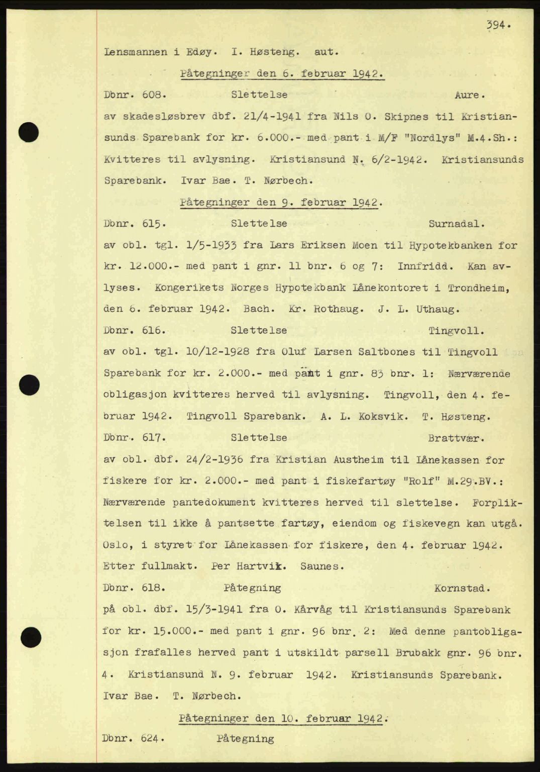 Nordmøre sorenskriveri, AV/SAT-A-4132/1/2/2Ca: Mortgage book no. C81, 1940-1945, Diary no: : 608/1942