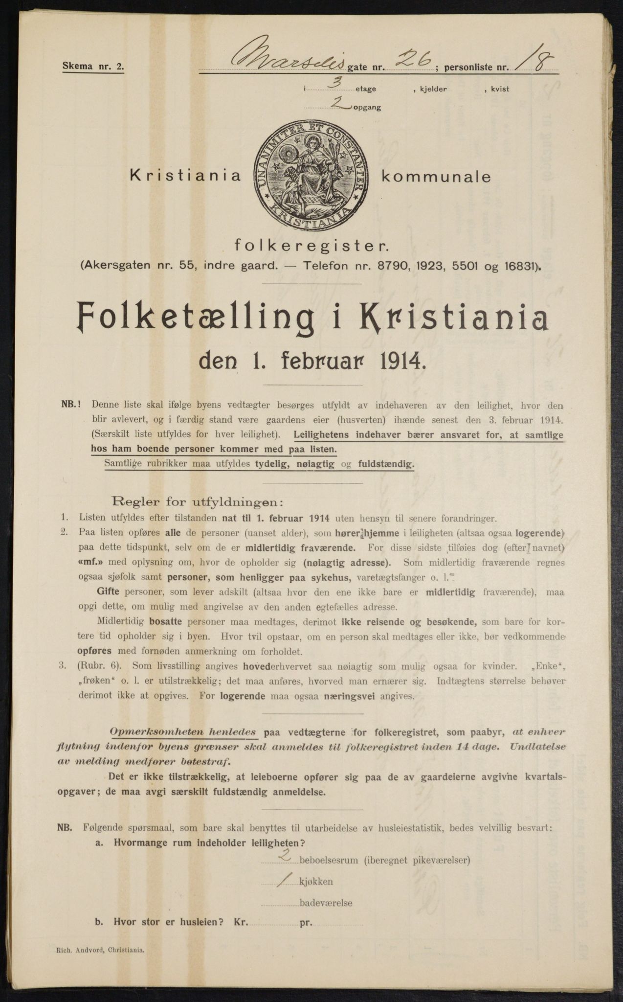 OBA, Municipal Census 1914 for Kristiania, 1914, p. 64412