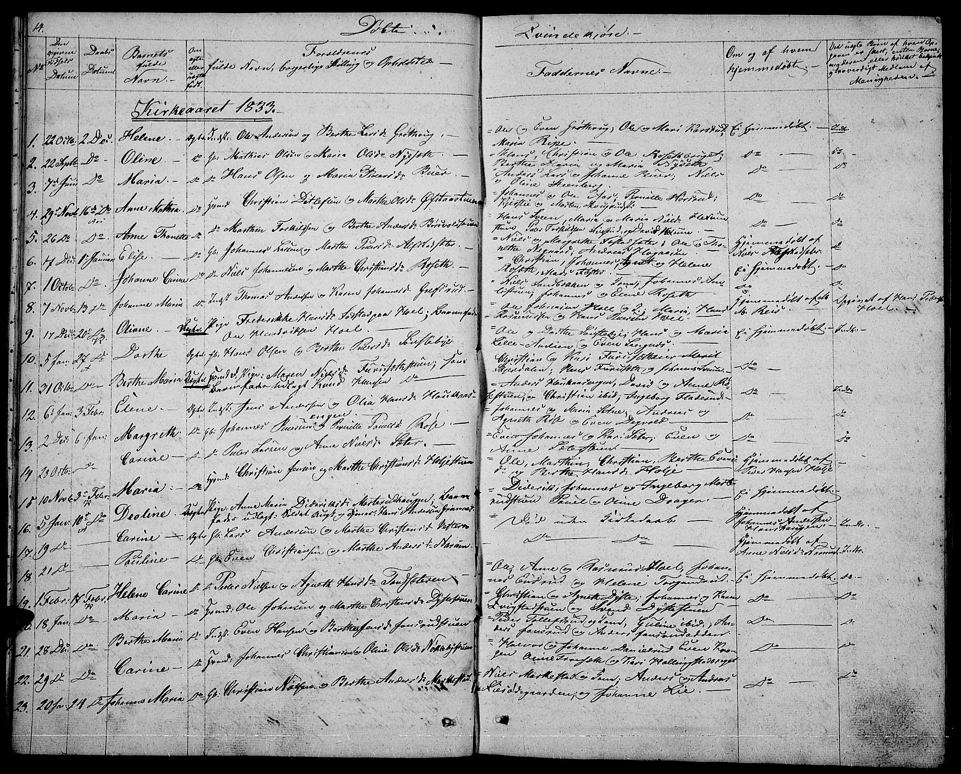 Vestre Toten prestekontor, SAH/PREST-108/H/Ha/Hab/L0001: Parish register (copy) no. 1, 1830-1836, p. 14