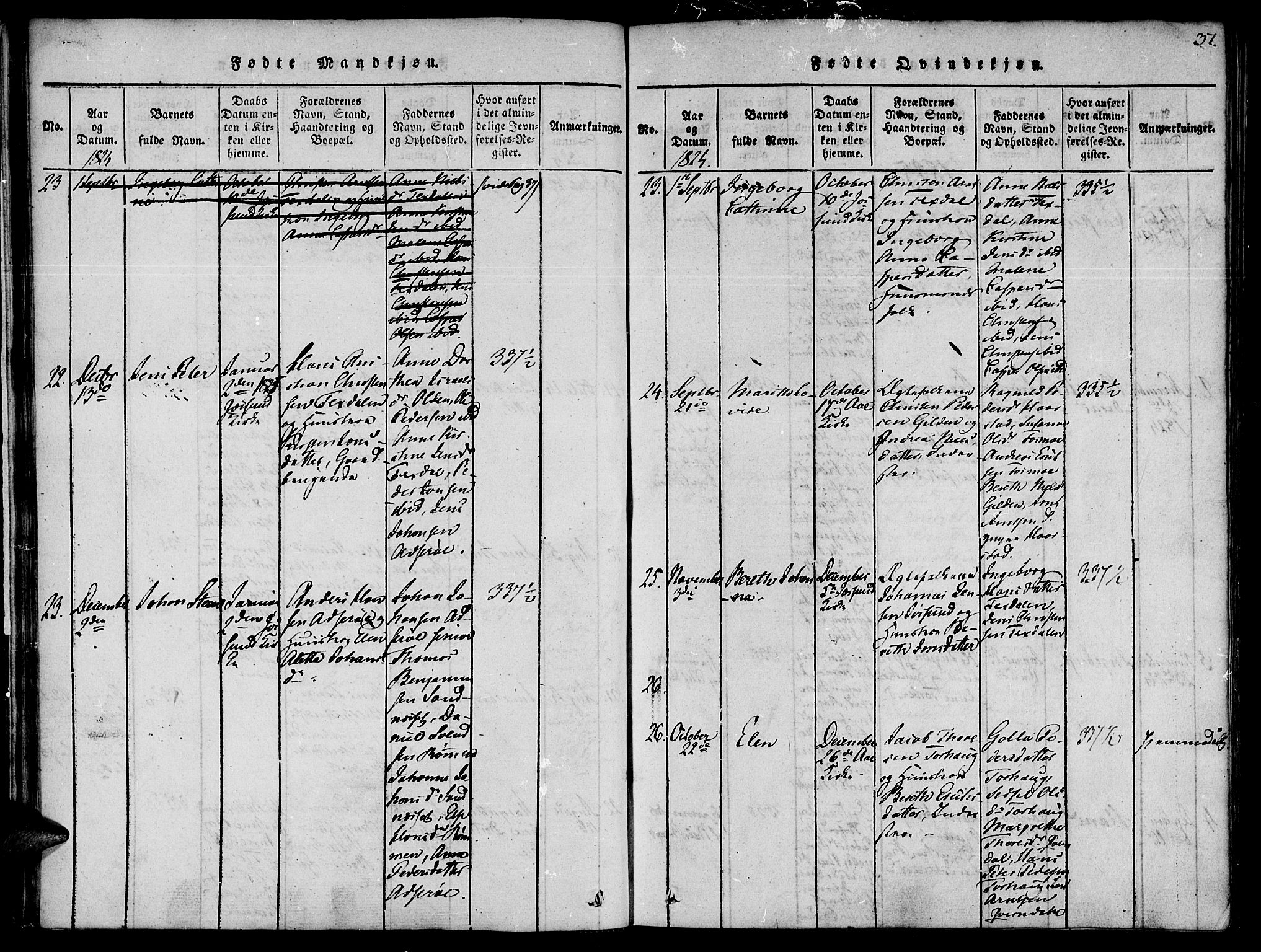 Ministerialprotokoller, klokkerbøker og fødselsregistre - Sør-Trøndelag, SAT/A-1456/655/L0675: Parish register (official) no. 655A04, 1818-1830, p. 37
