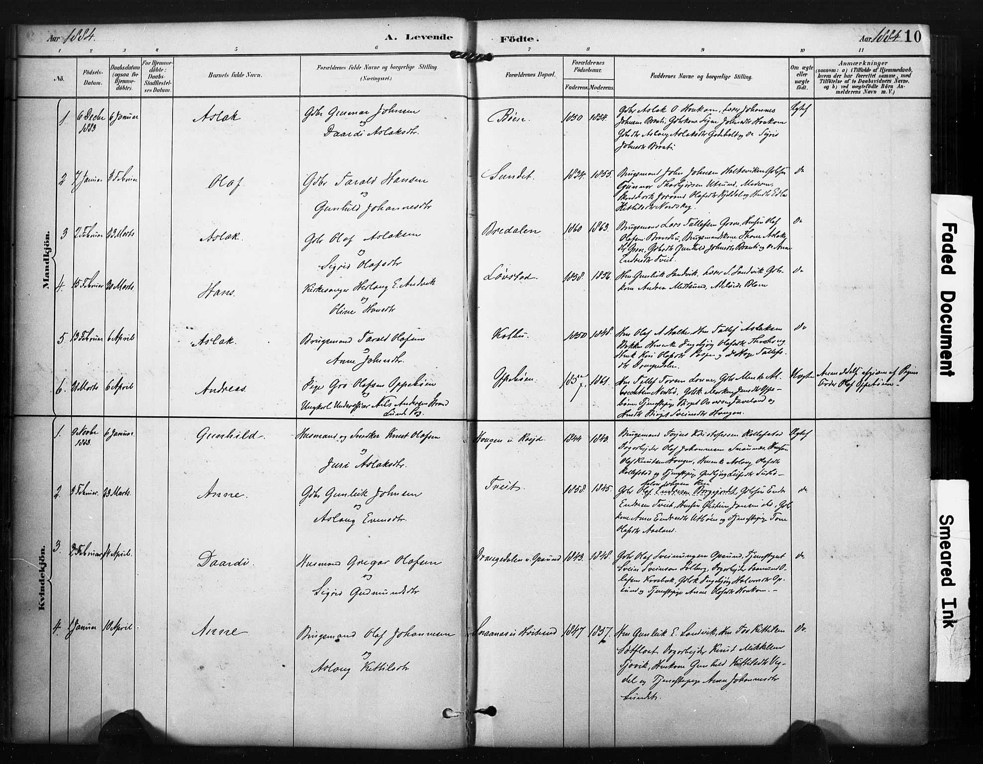 Kviteseid kirkebøker, SAKO/A-276/F/Fa/L0008: Parish register (official) no. I 8, 1882-1903, p. 10