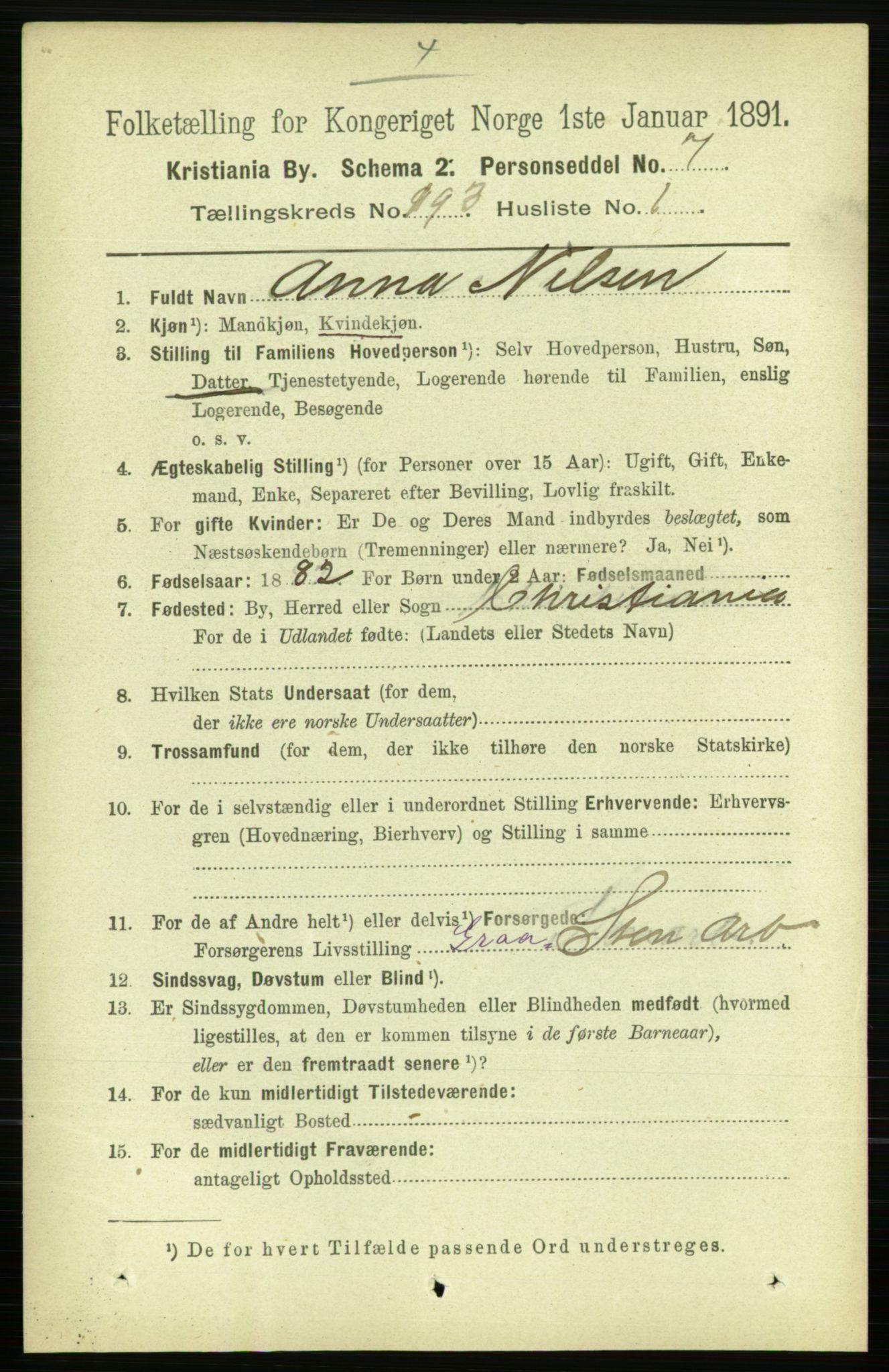 RA, 1891 census for 0301 Kristiania, 1891, p. 116131