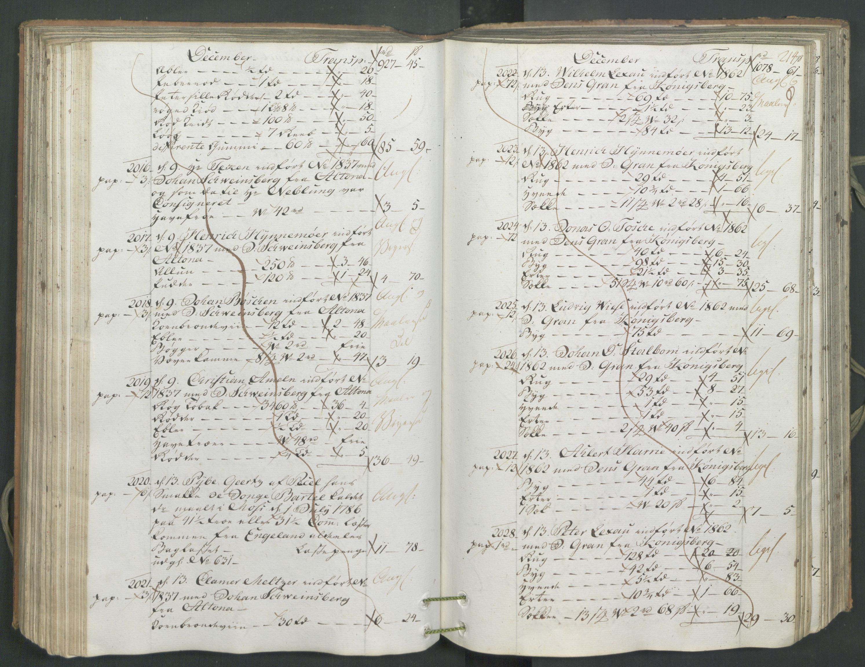 Generaltollkammeret, tollregnskaper, AV/RA-EA-5490/R26/L0222/0001: Tollregnskaper Bergen A / Inngående hovedtollbok, 1786, p. 213b-214a