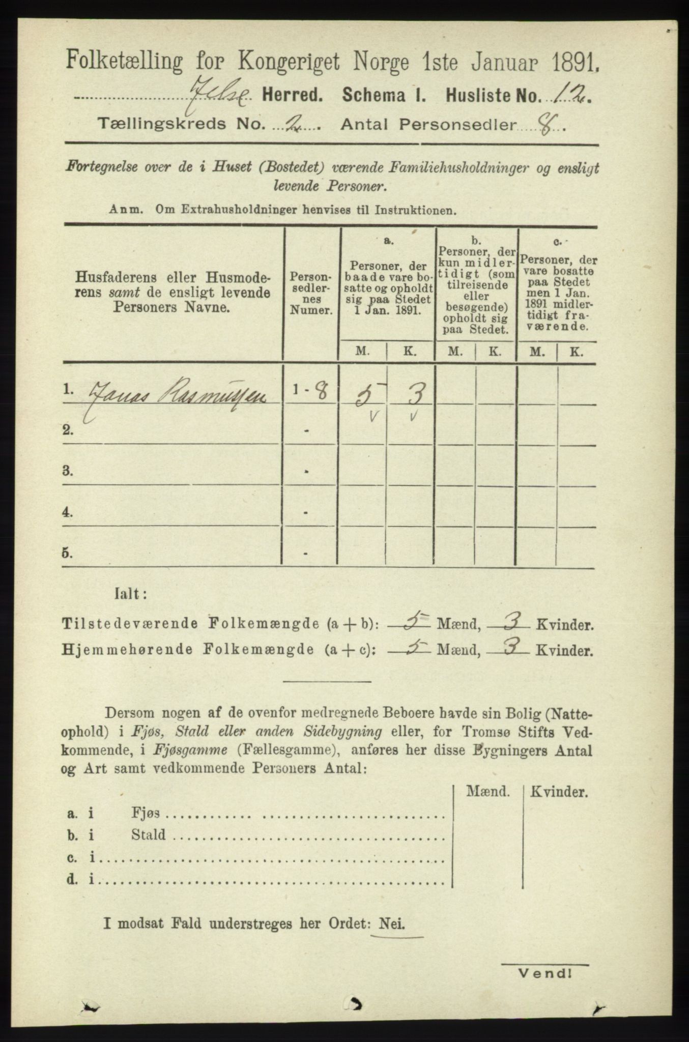 RA, 1891 census for 1138 Jelsa, 1891, p. 239