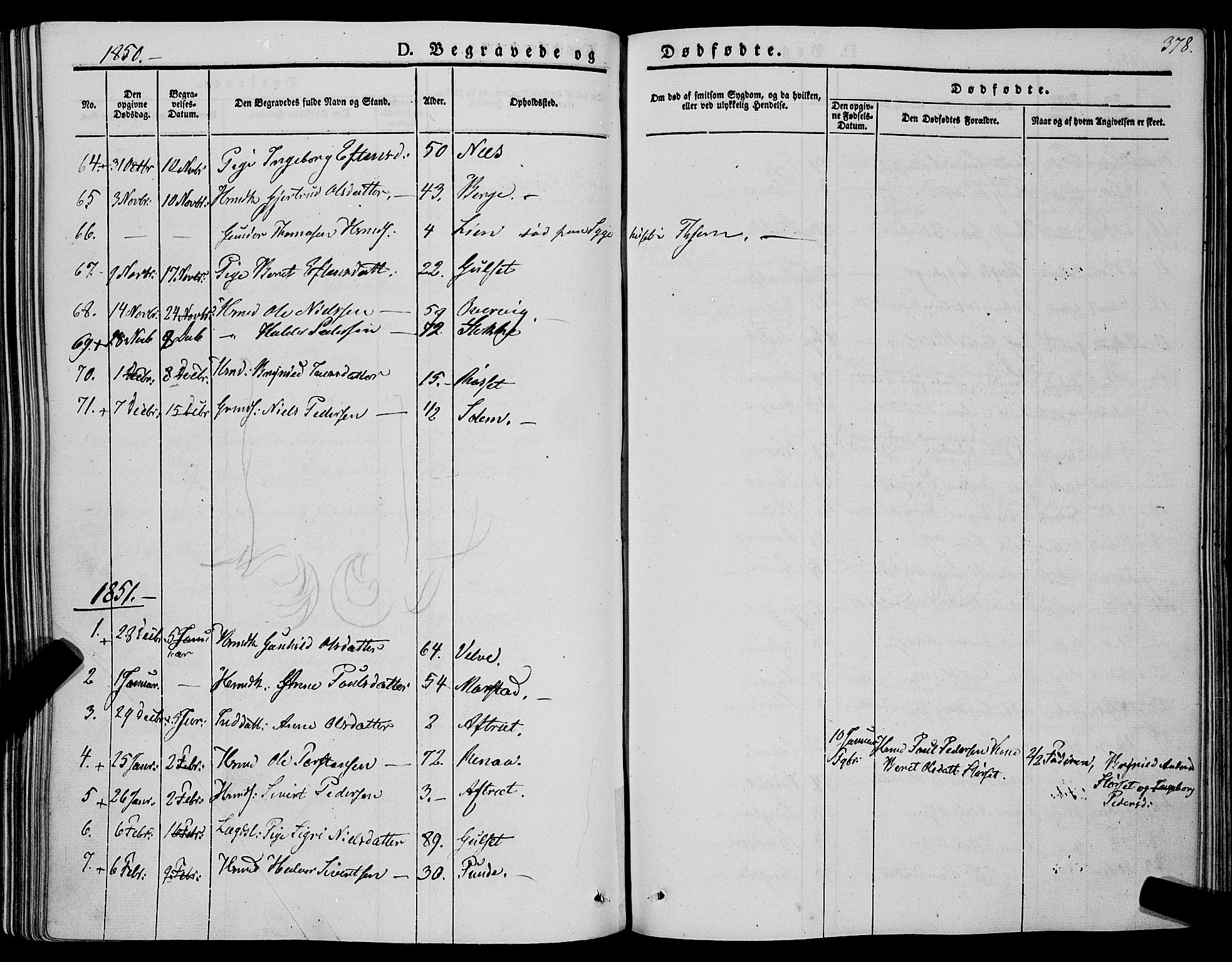 Ministerialprotokoller, klokkerbøker og fødselsregistre - Sør-Trøndelag, SAT/A-1456/695/L1145: Parish register (official) no. 695A06 /1, 1843-1859, p. 378