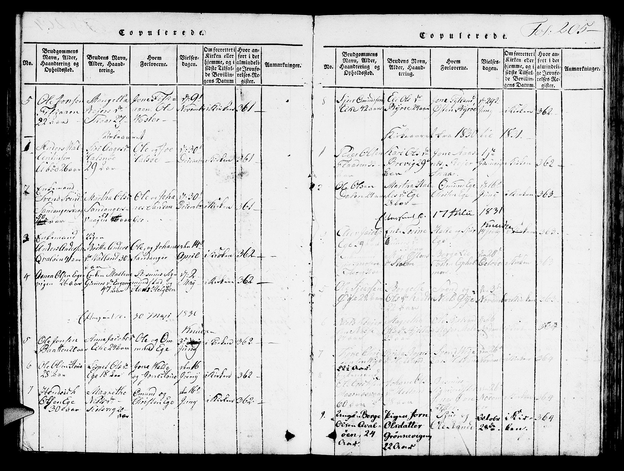 Hjelmeland sokneprestkontor, AV/SAST-A-101843/01/V/L0003: Parish register (copy) no. B 3, 1816-1841, p. 205