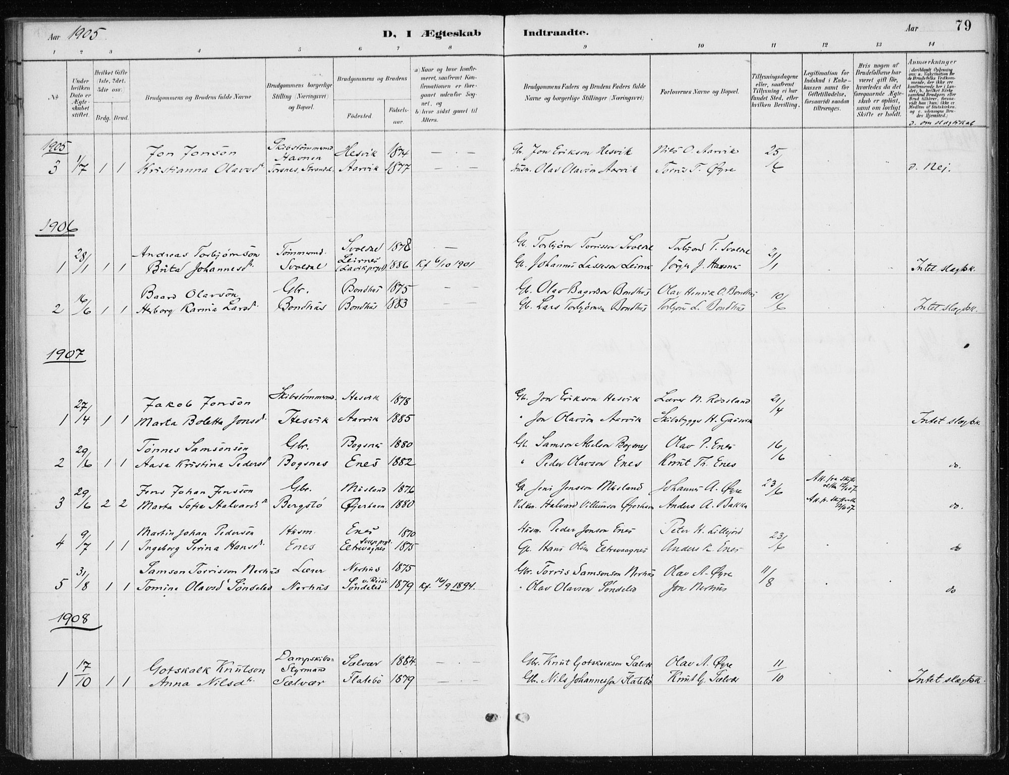 Kvinnherad sokneprestembete, SAB/A-76401/H/Haa: Parish register (official) no. F 1, 1887-1912, p. 79