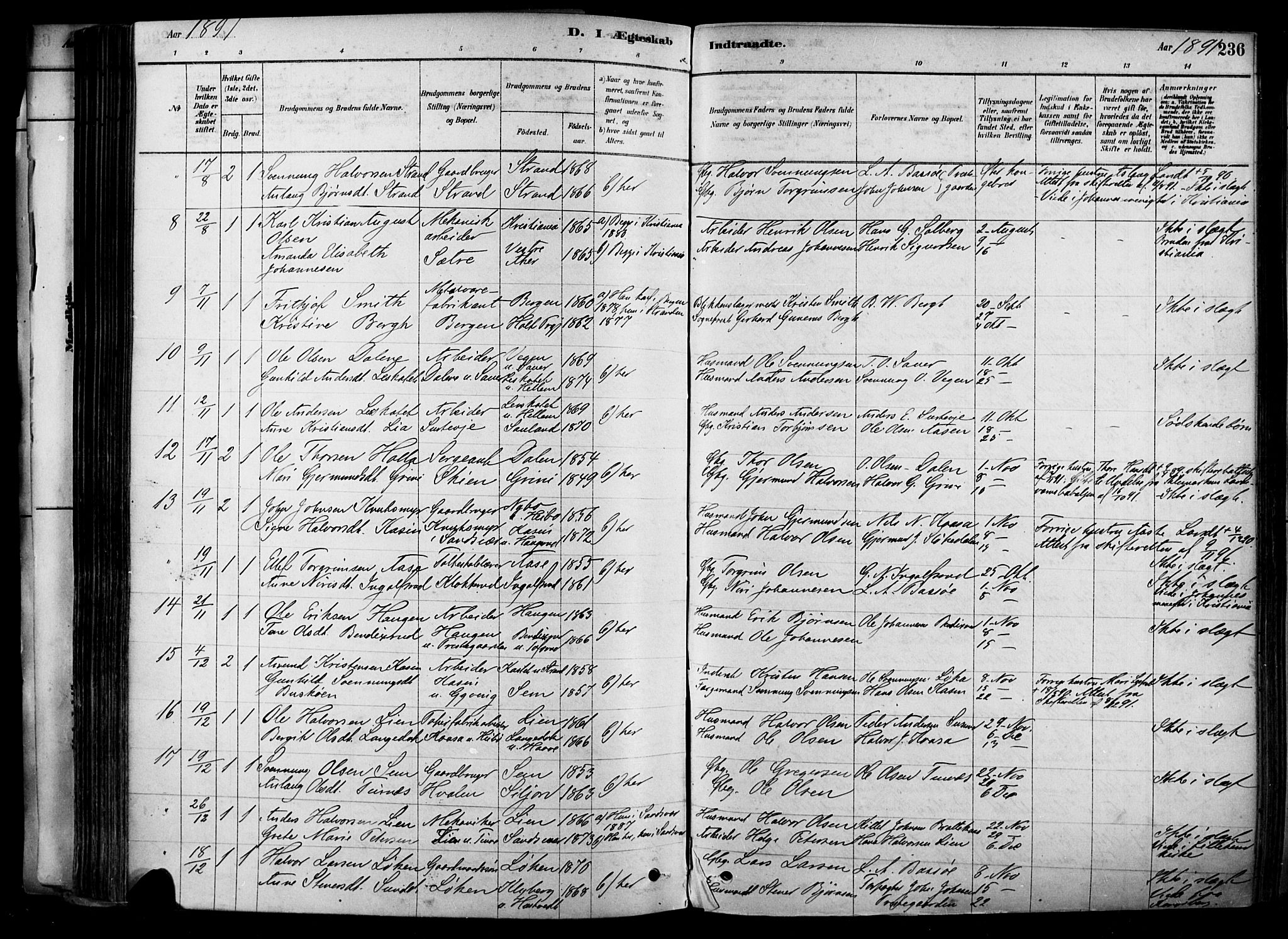 Heddal kirkebøker, SAKO/A-268/F/Fa/L0008: Parish register (official) no. I 8, 1878-1903, p. 236