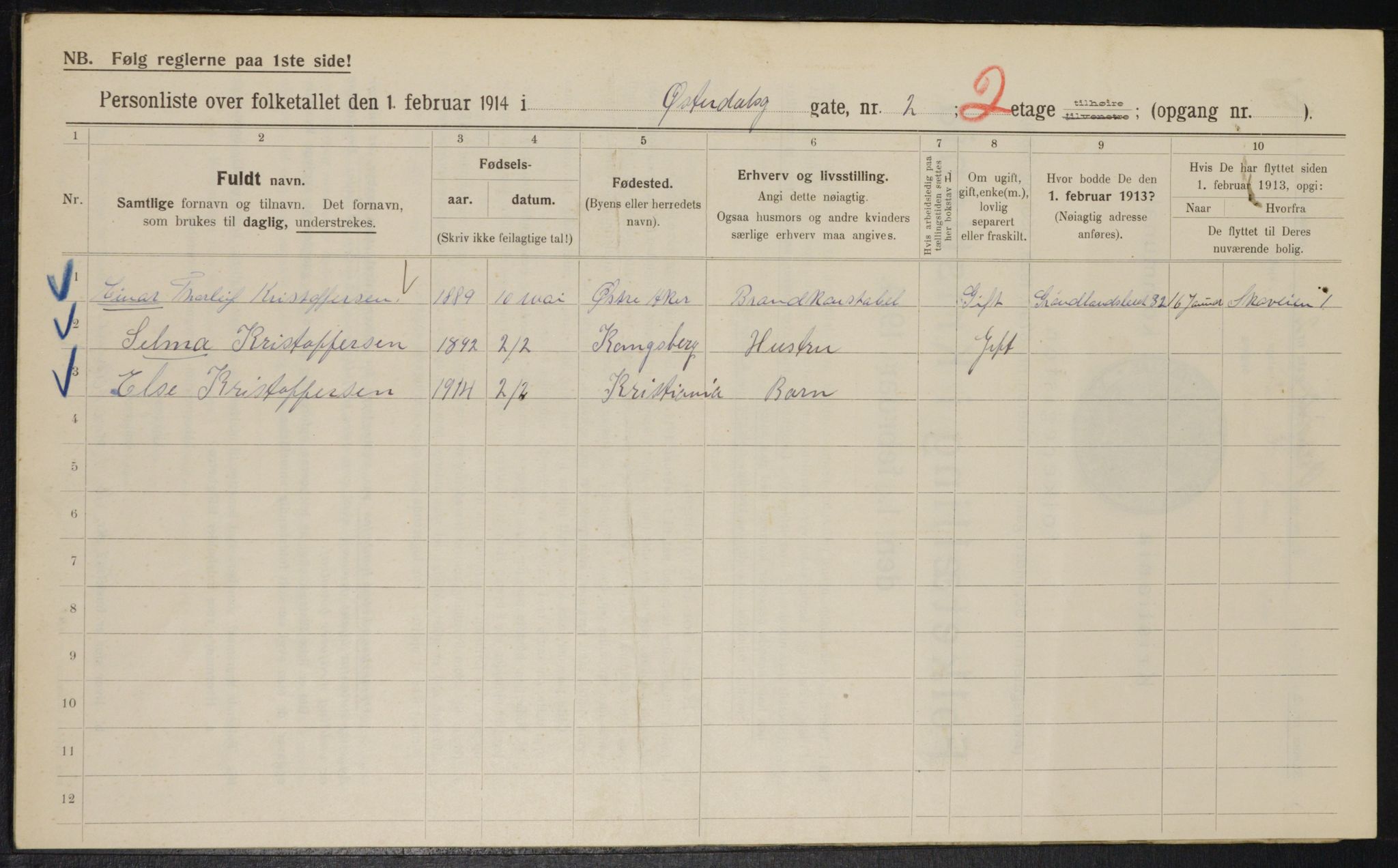 OBA, Municipal Census 1914 for Kristiania, 1914, p. 129928