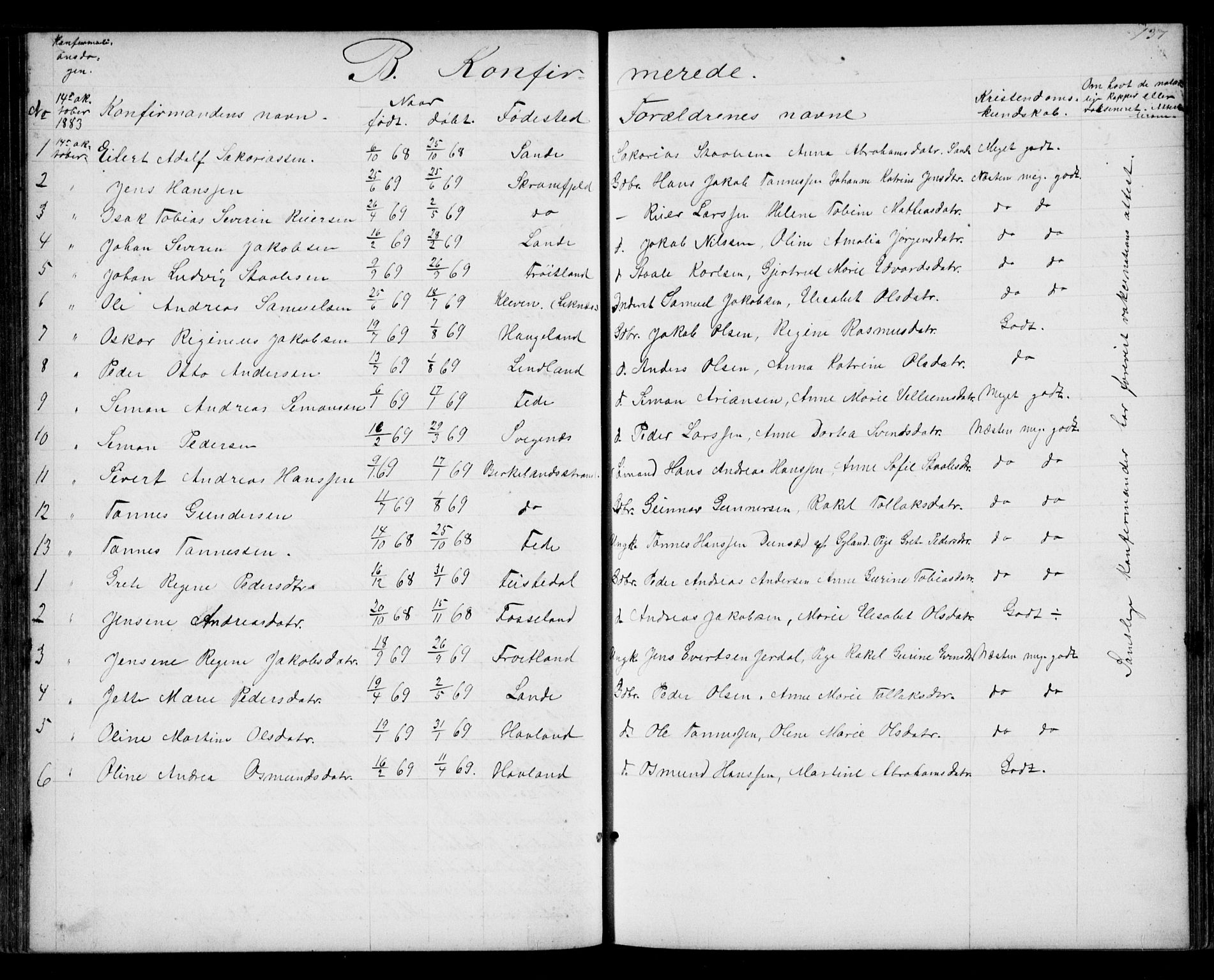 Kvinesdal sokneprestkontor, SAK/1111-0026/F/Fb/Fba/L0003: Parish register (copy) no. B 3, 1858-1893, p. 137