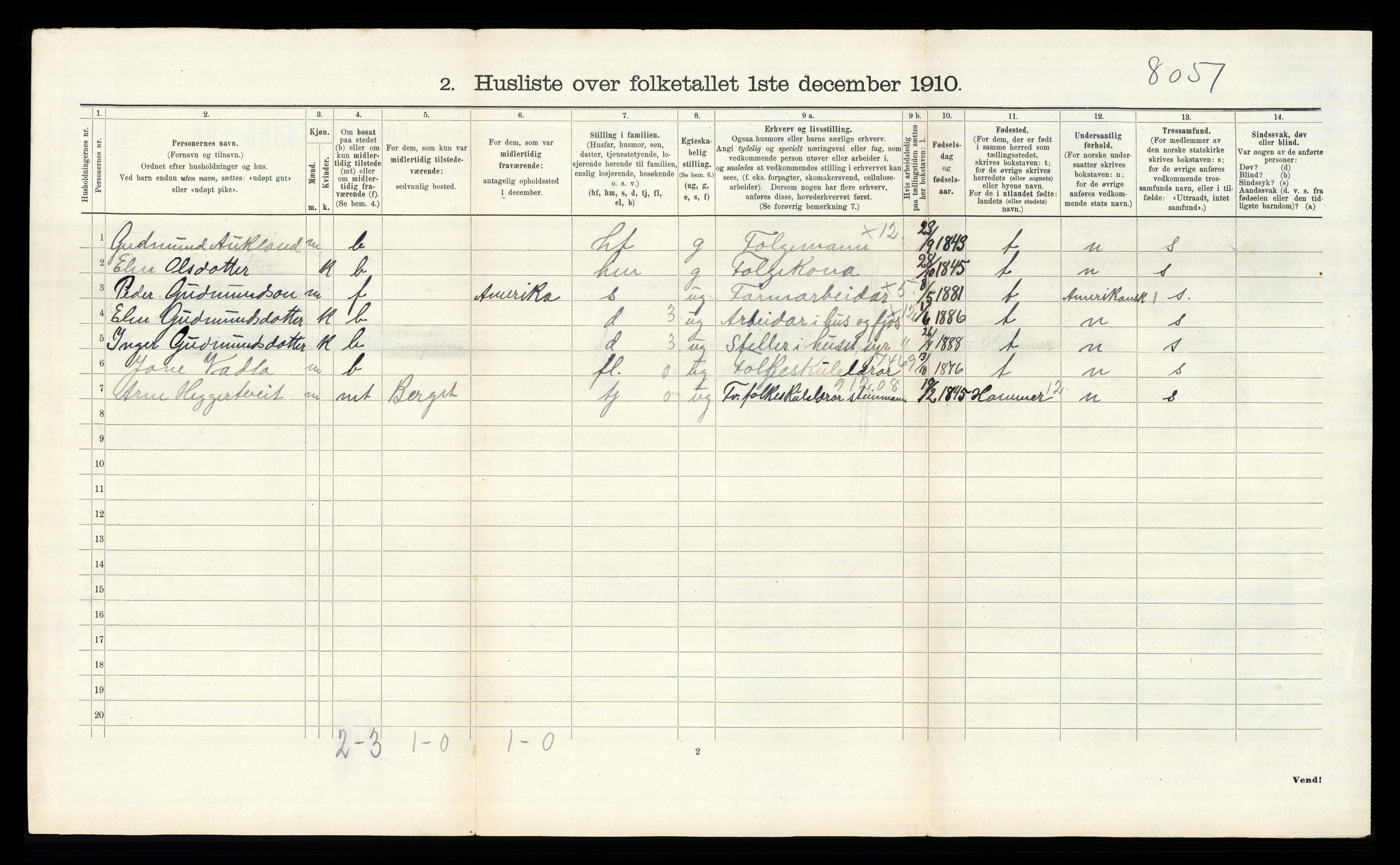 RA, 1910 census for Hjelmeland, 1910, p. 167