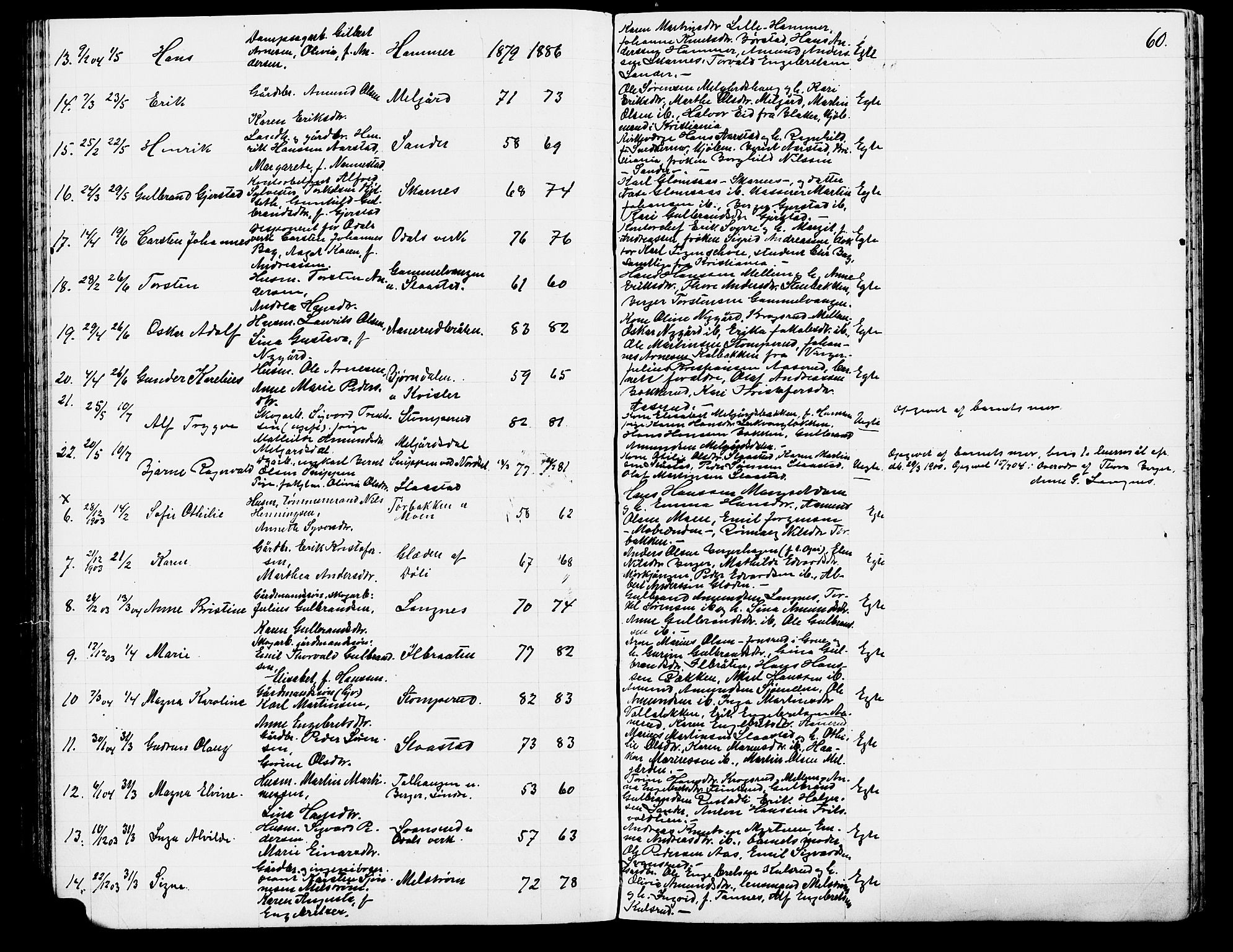 Sør-Odal prestekontor, SAH/PREST-030/H/Ha/Hab/L0002: Parish register (copy) no. 2, 1895-1905, p. 60