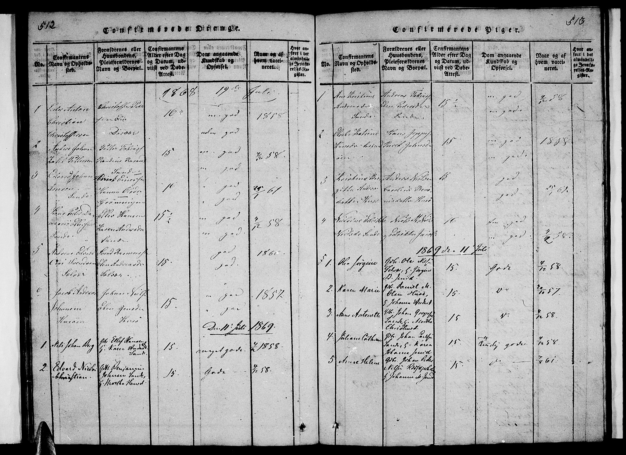 Ministerialprotokoller, klokkerbøker og fødselsregistre - Nordland, SAT/A-1459/840/L0581: Parish register (copy) no. 840C01, 1820-1873, p. 512-513