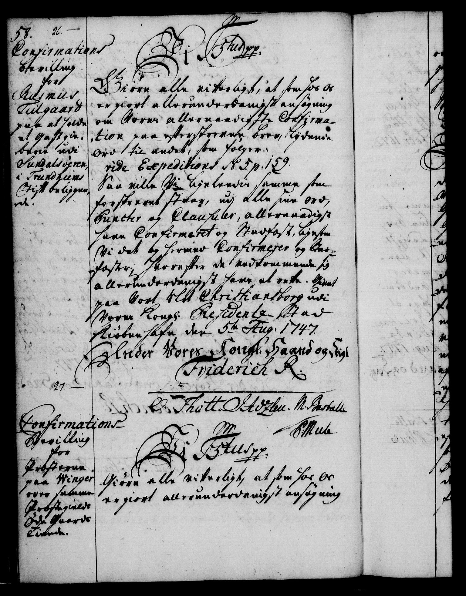 Rentekammeret, Kammerkanselliet, RA/EA-3111/G/Gg/Ggc/Ggca/L0001: Norsk konfirmasjonsekspedisjonsprotokoll med register (merket RK 53.23), 1746-1750, p. 58