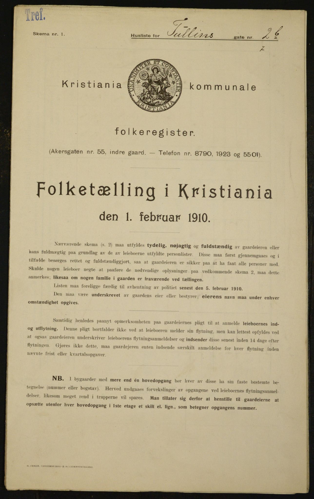 OBA, Municipal Census 1910 for Kristiania, 1910, p. 111349