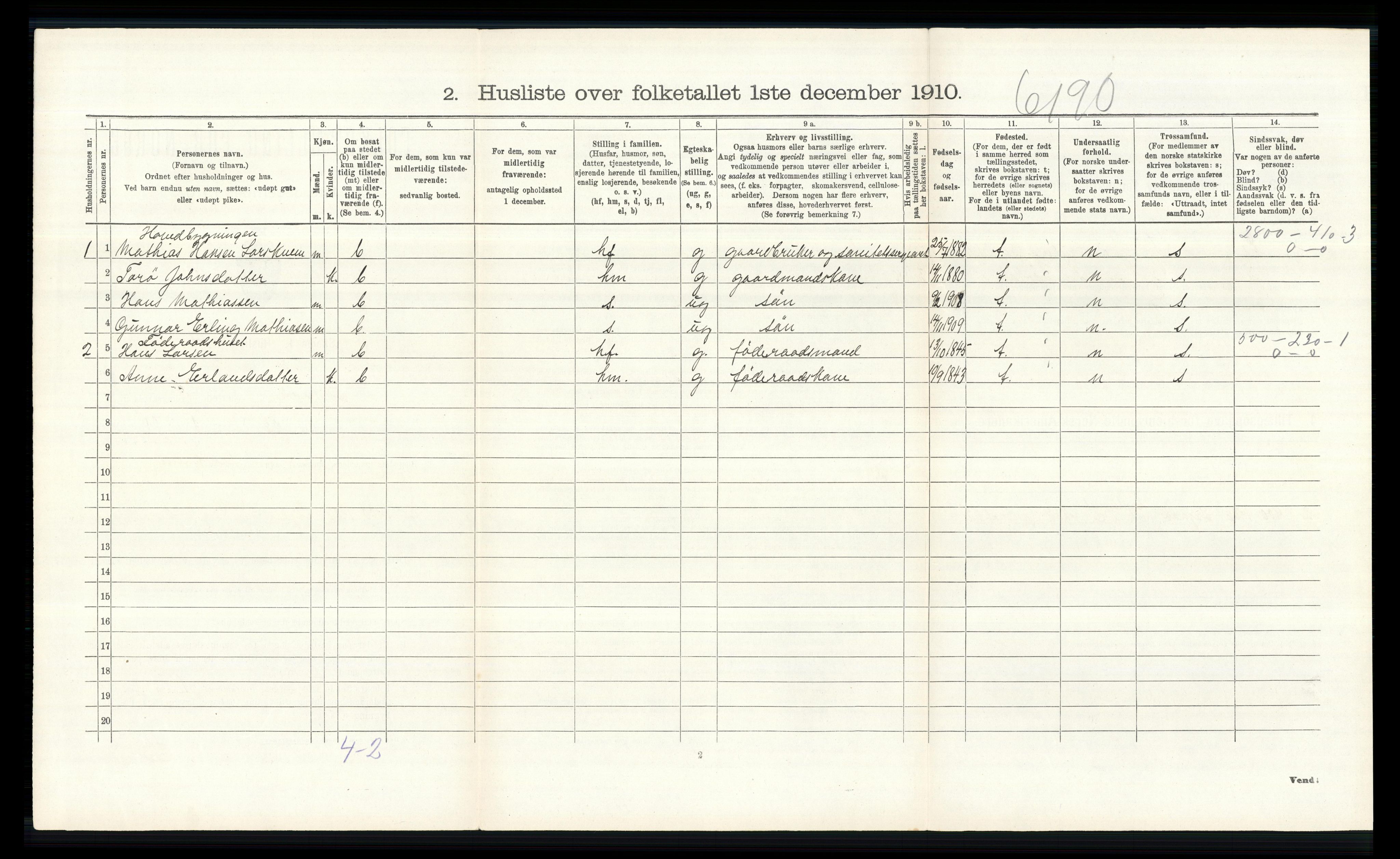 RA, 1910 census for Skjåk, 1910, p. 411