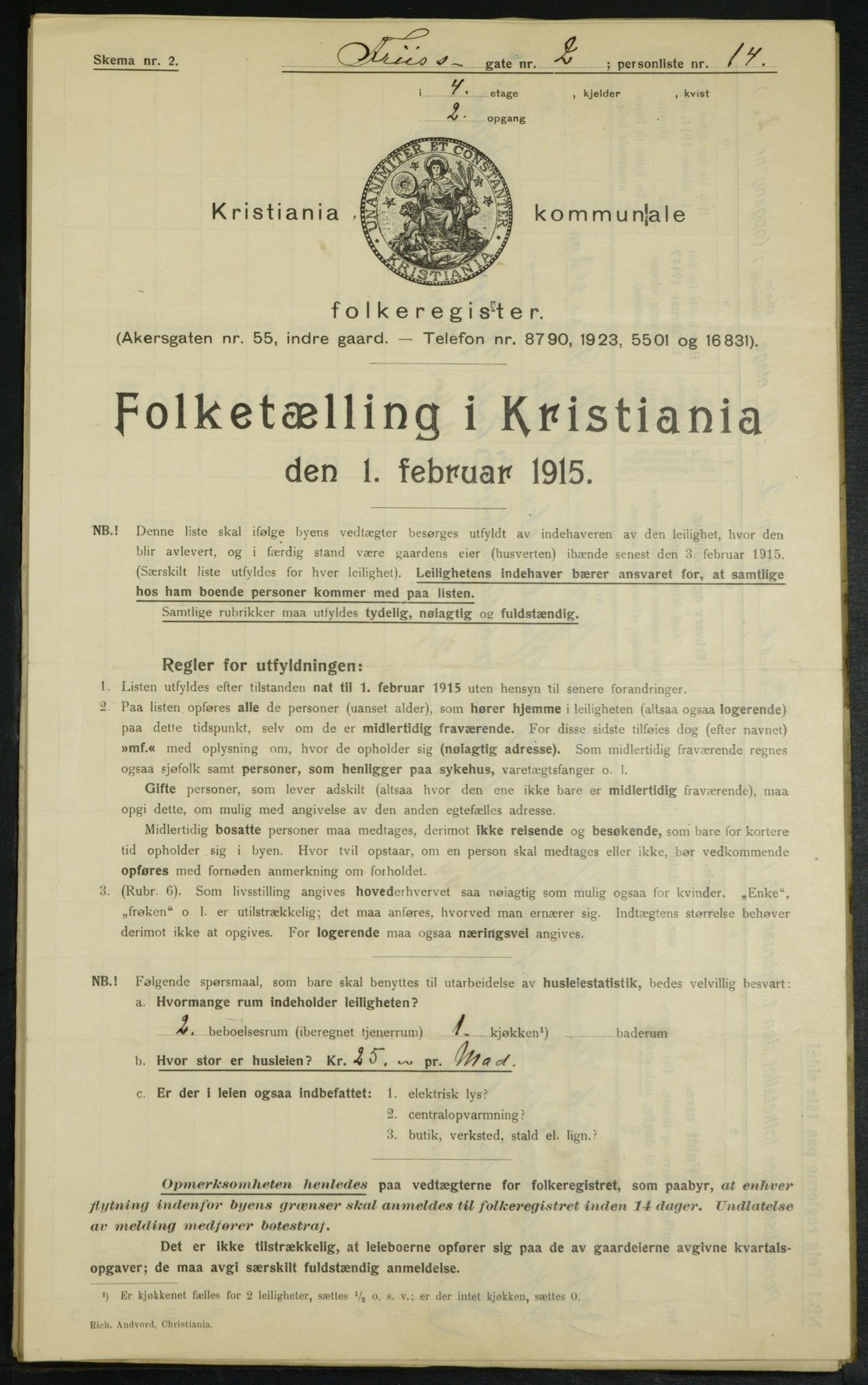 OBA, Municipal Census 1915 for Kristiania, 1915, p. 26446