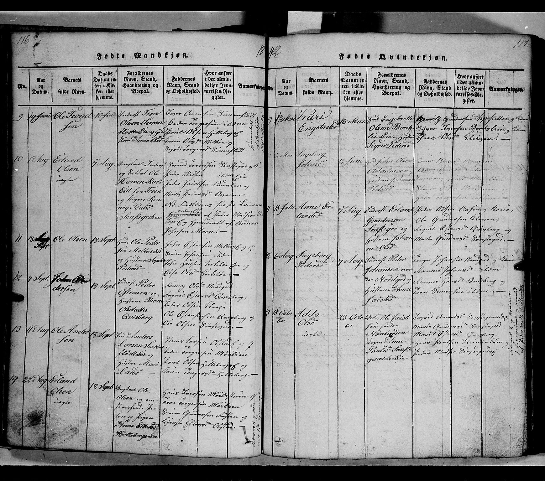 Gausdal prestekontor, SAH/PREST-090/H/Ha/Hab/L0002: Parish register (copy) no. 2, 1818-1874, p. 116-117