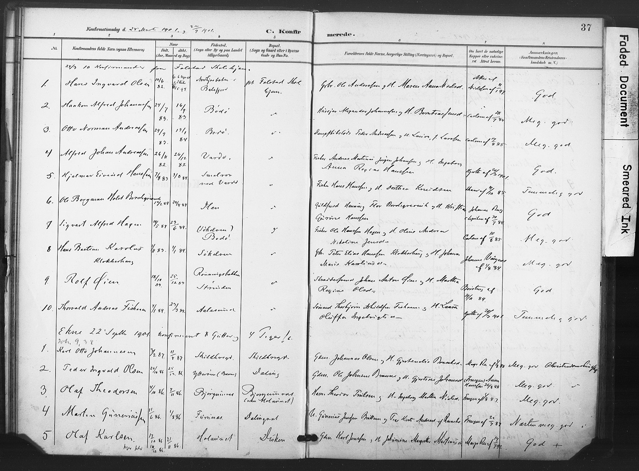Ministerialprotokoller, klokkerbøker og fødselsregistre - Nord-Trøndelag, SAT/A-1458/719/L0179: Parish register (official) no. 719A02, 1901-1923, p. 37