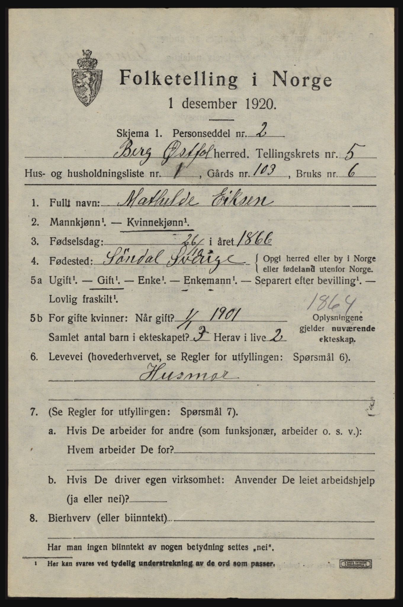 SAO, 1920 census for Berg, 1920, p. 9233