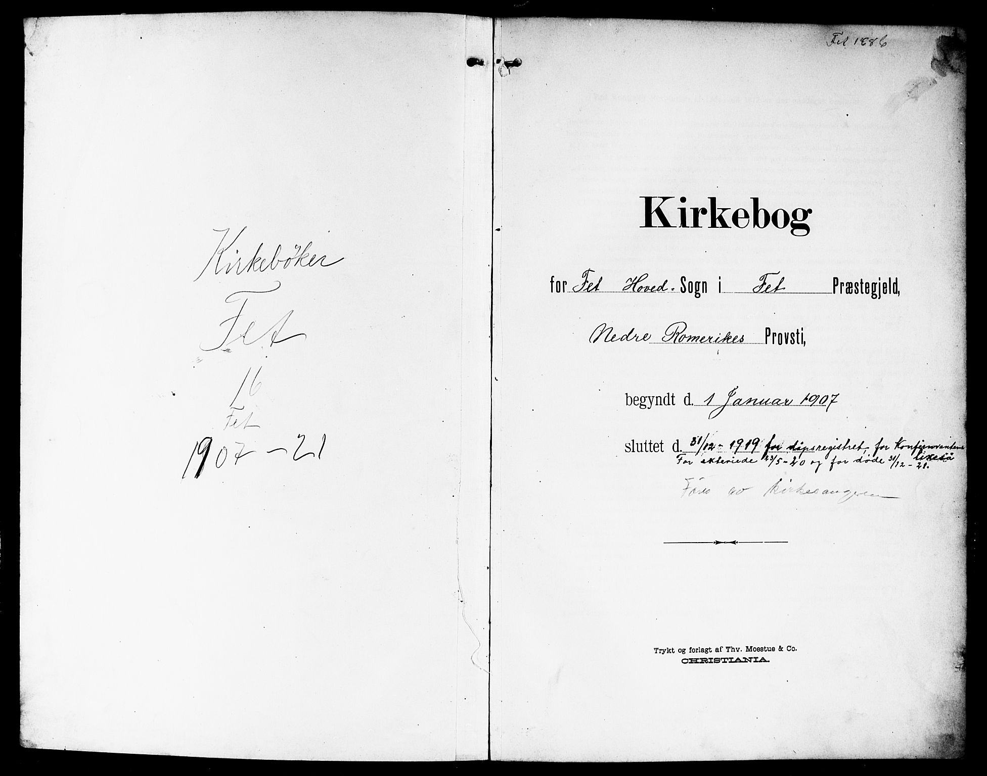 Fet prestekontor Kirkebøker, AV/SAO-A-10370a/G/Ga/L0008: Parish register (copy) no. I 8, 1907-1920, p. 1