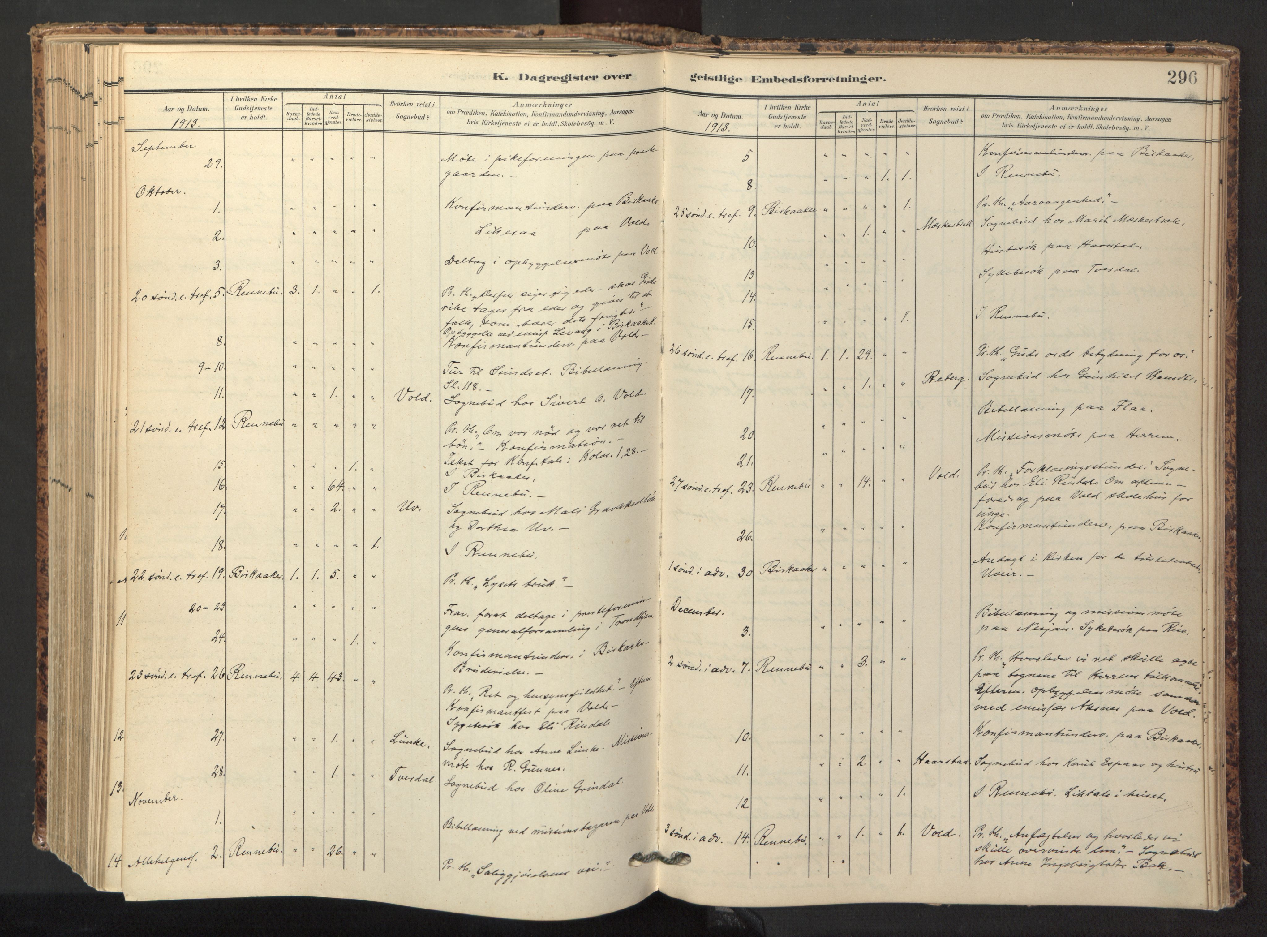 Ministerialprotokoller, klokkerbøker og fødselsregistre - Sør-Trøndelag, SAT/A-1456/674/L0873: Parish register (official) no. 674A05, 1908-1923, p. 296