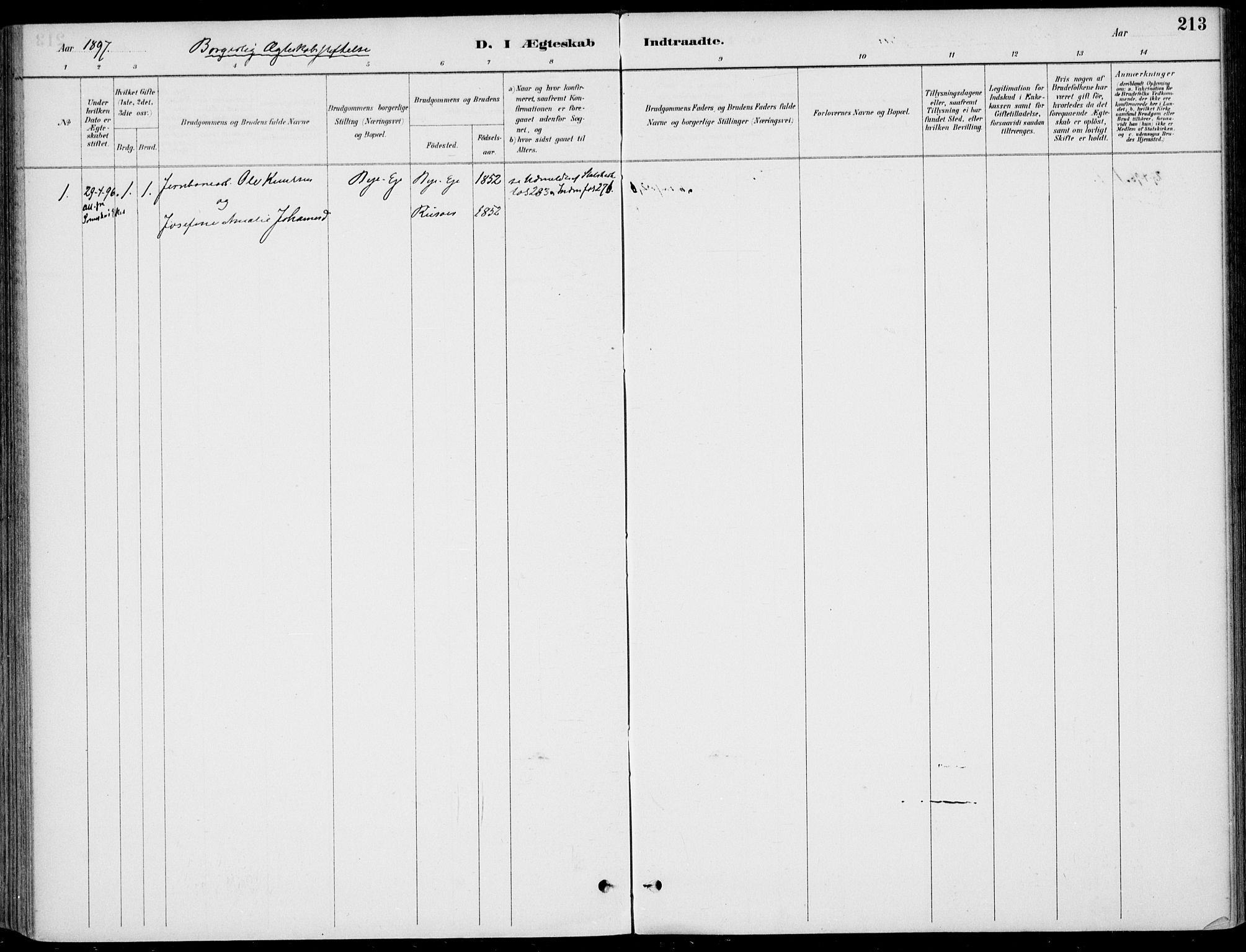 Sigdal kirkebøker, SAKO/A-245/F/Fb/L0001: Parish register (official) no. II 1, 1888-1900, p. 213